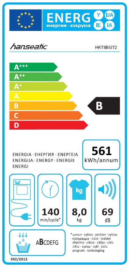 Hanseatic Condensdroger HKT8BGT2, 8 kg, Sneldrogend, voorprogrammeren starttijd, opfrisprogramma