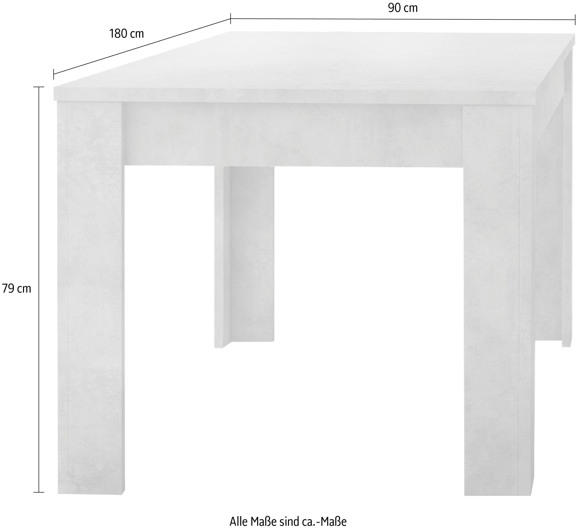 INOSIGN Eettafel Dama 180 x 90 cm, keukentafel, eettafel rechthoekig, tafelblad dikte 22 mm, verschillende kleuren