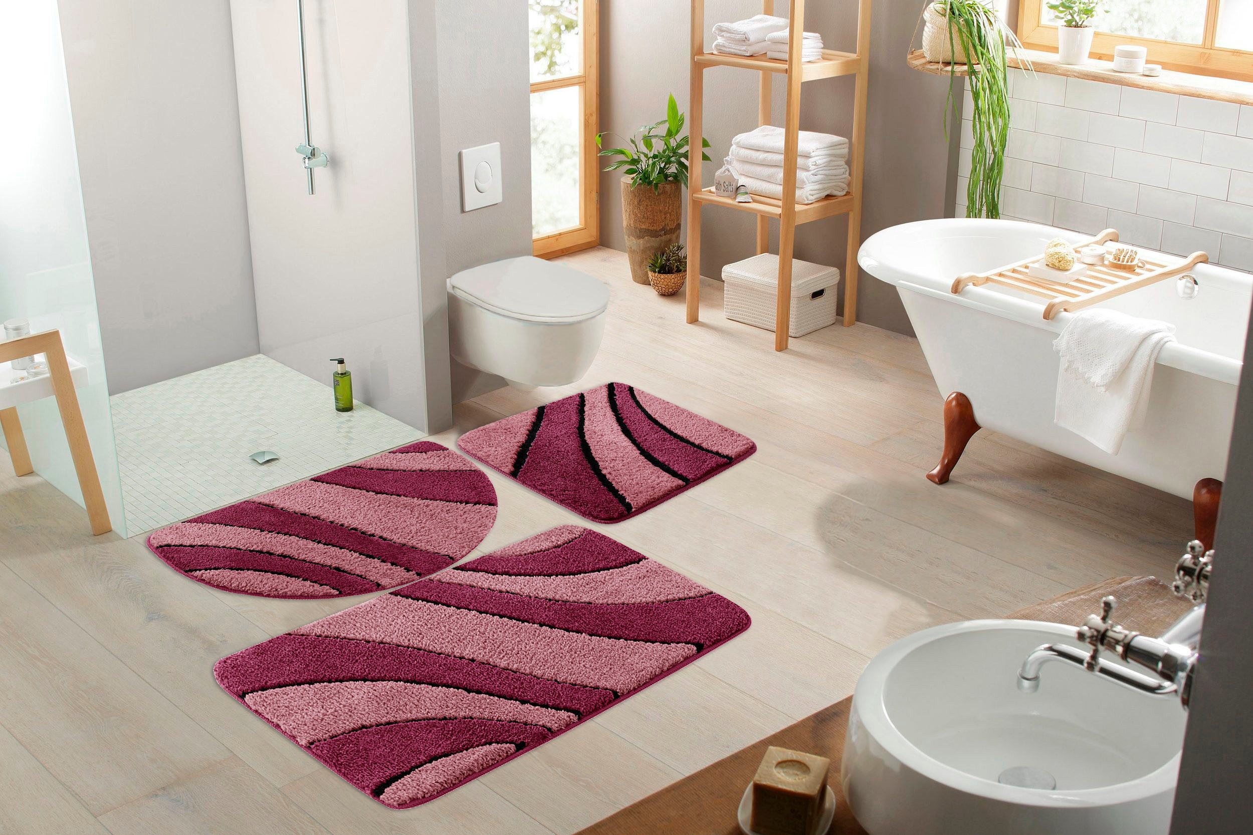 my home Badmat Anna, badmat, badkamer tapijt Badkleed, hoog-laag effect, modern, zacht, golven (1 stuk)