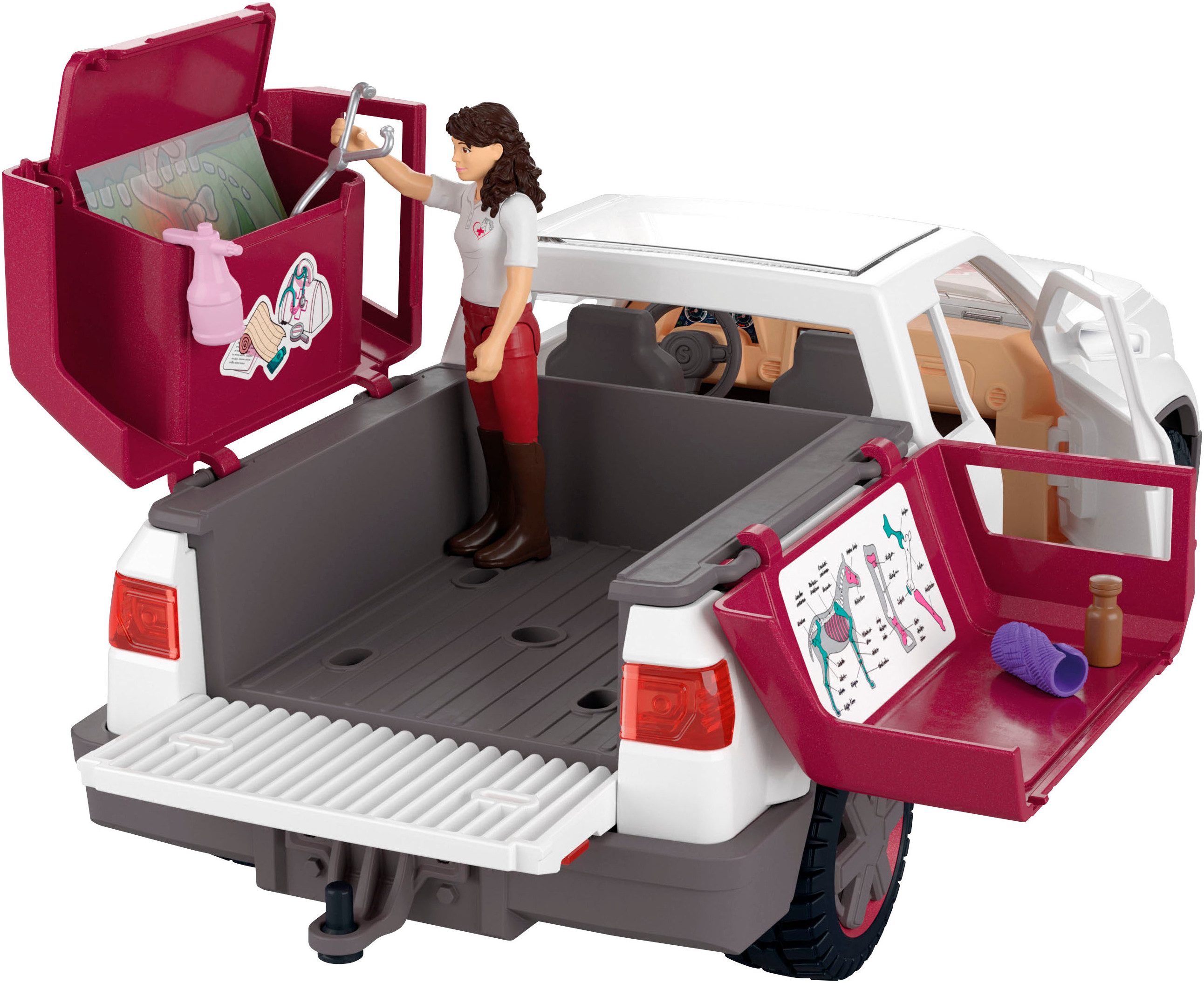 Schleich® Speelgoedauto HORSE CLUB, Mobile Tierärztin mit Anhänger (42704)