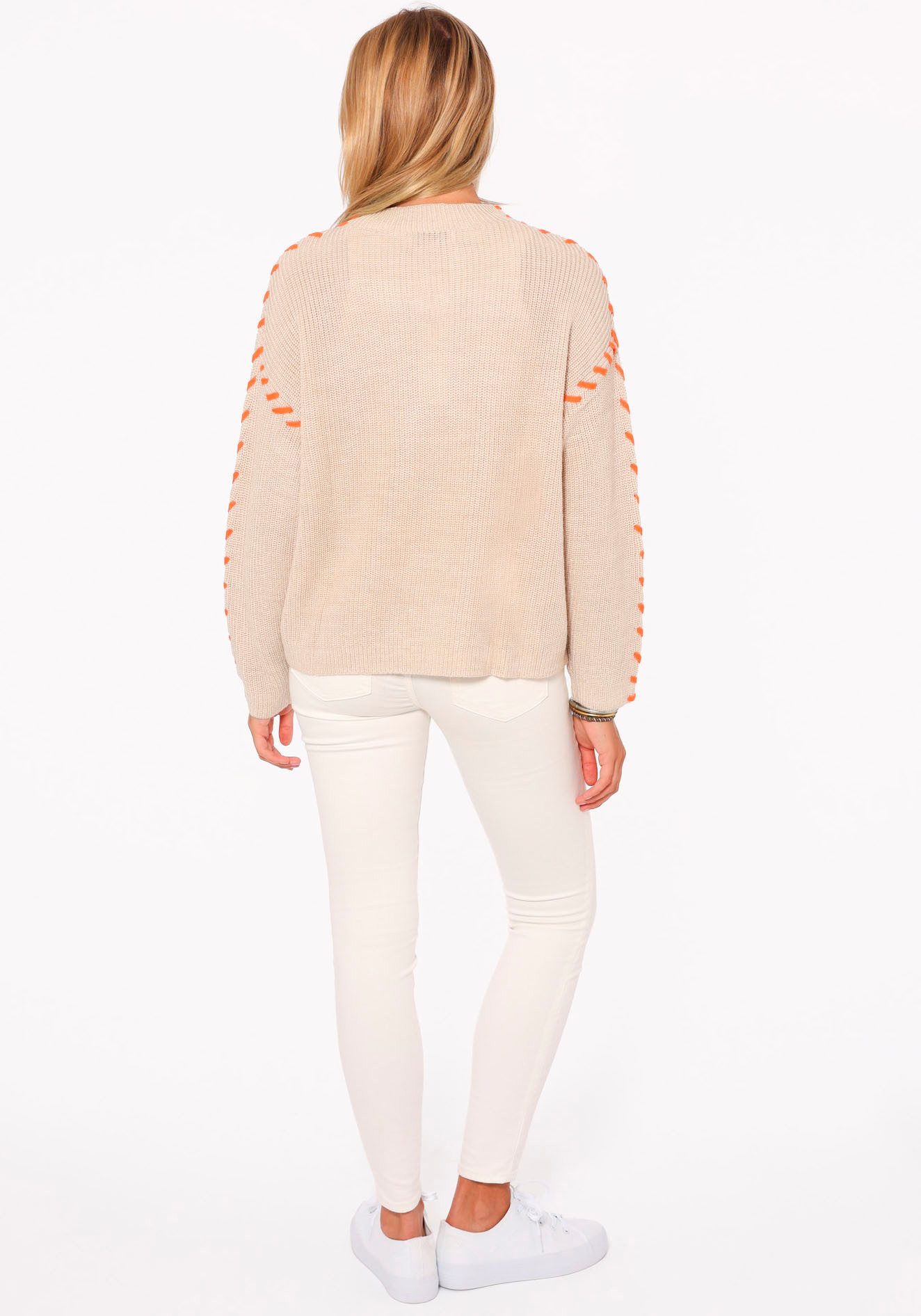Zwillingsherz Gebreide trui Stitching met contrasterende naden en hart, met wolpercentage
