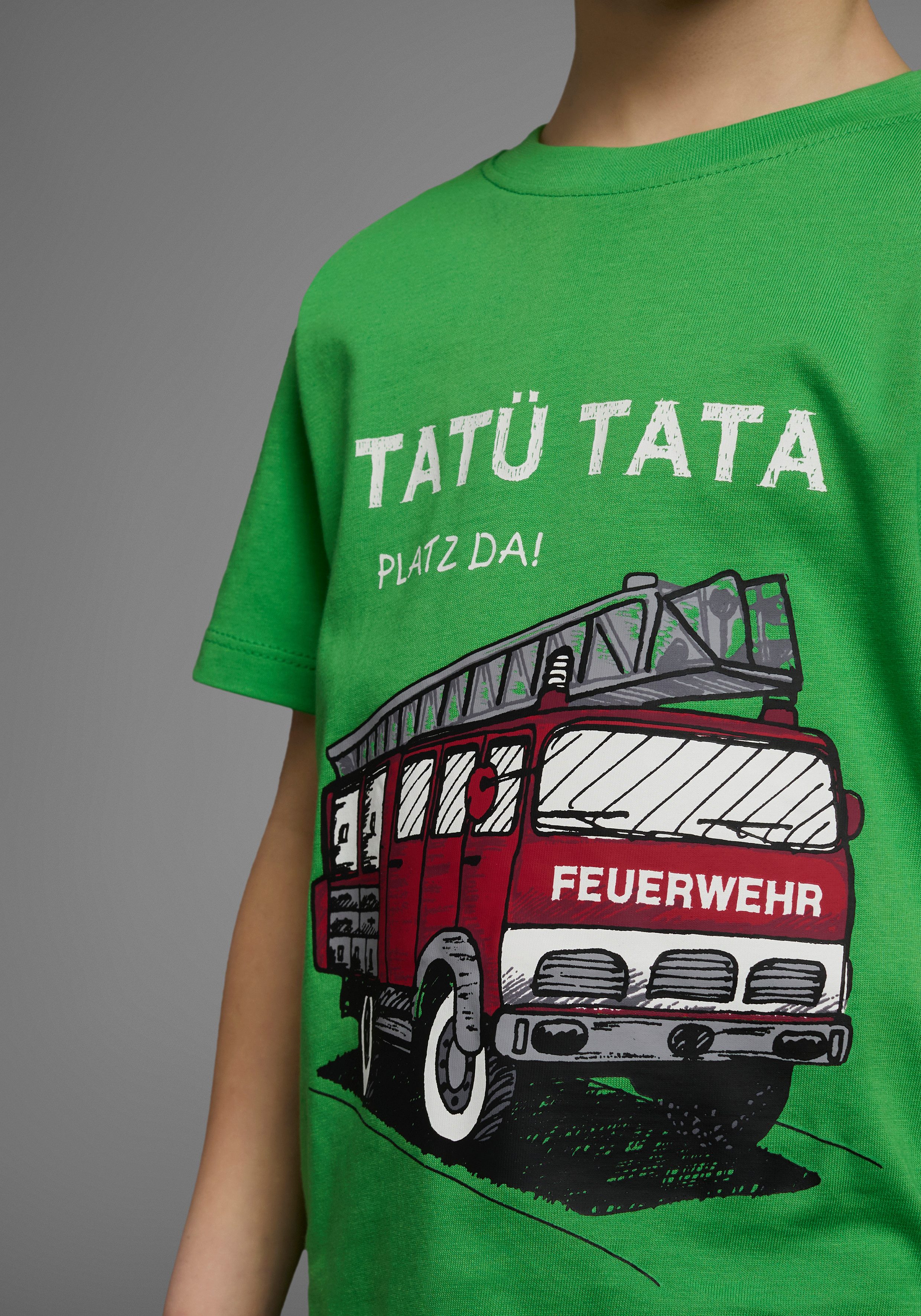 KIDSWORLD T-shirt Brandweer-print: PLAATS DA Korte mouwen, basic gesneden, met coole statements