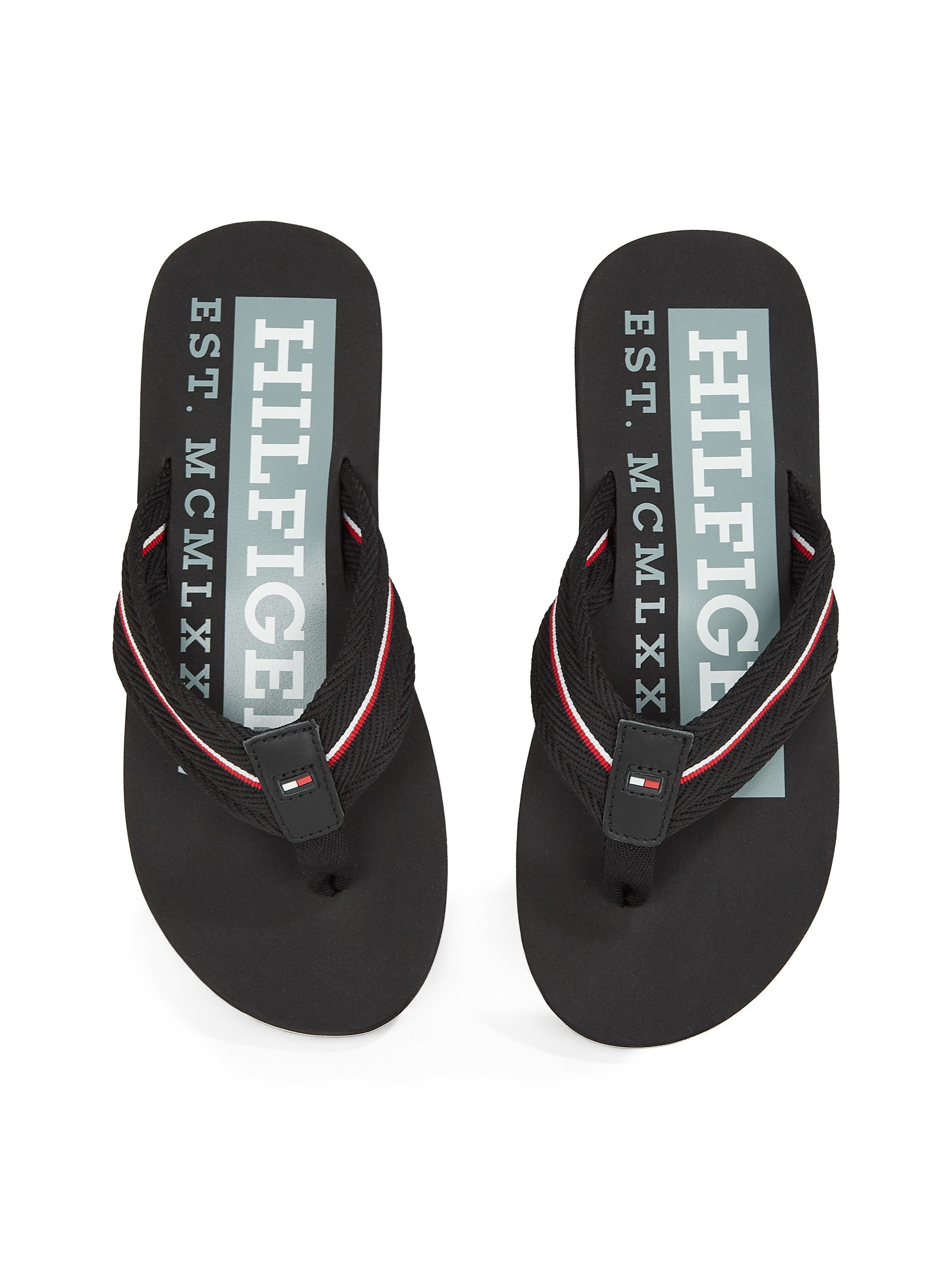 Tommy Hilfiger Teenslippers CORPORATE HILFIGER BEACH SANDAL , dianette, zomerschoen, flats, comfort-schoen met strepen