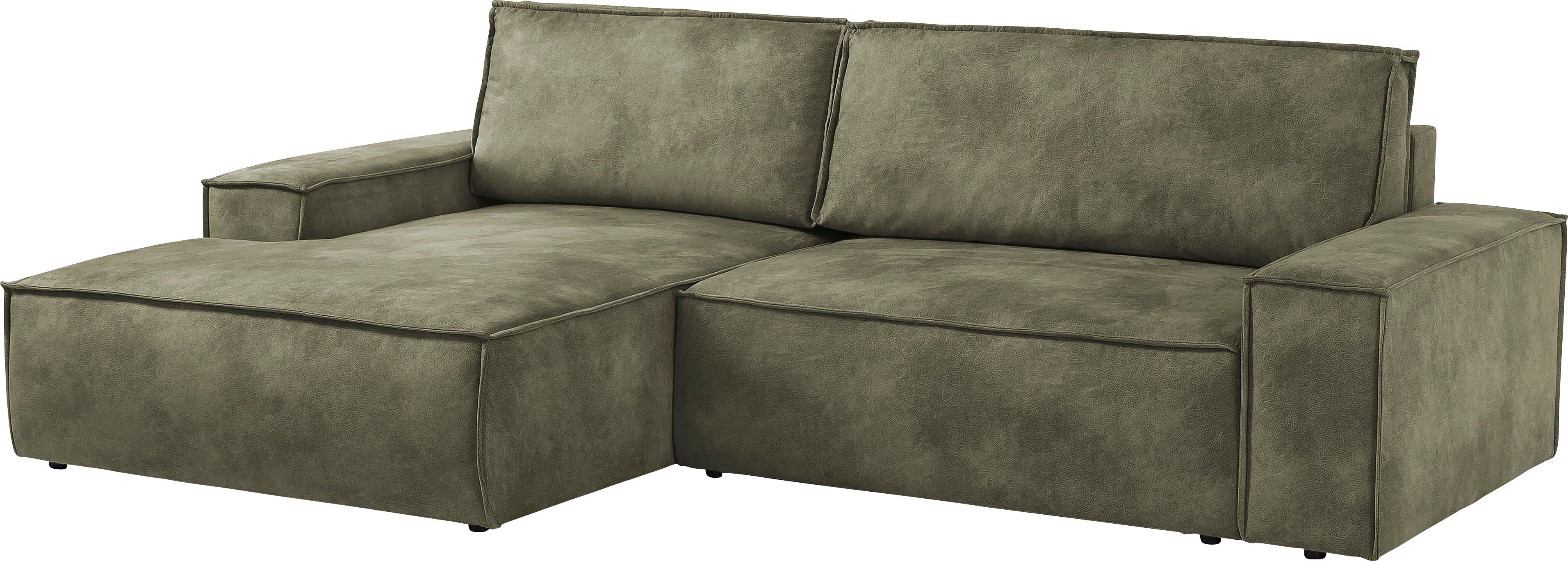 Home affaire Hoekbank SHERWOOD bedbank 267 cm, L-model, Slaapfunctie met bedlade (210x136 cm), cord, vintage, fluweel