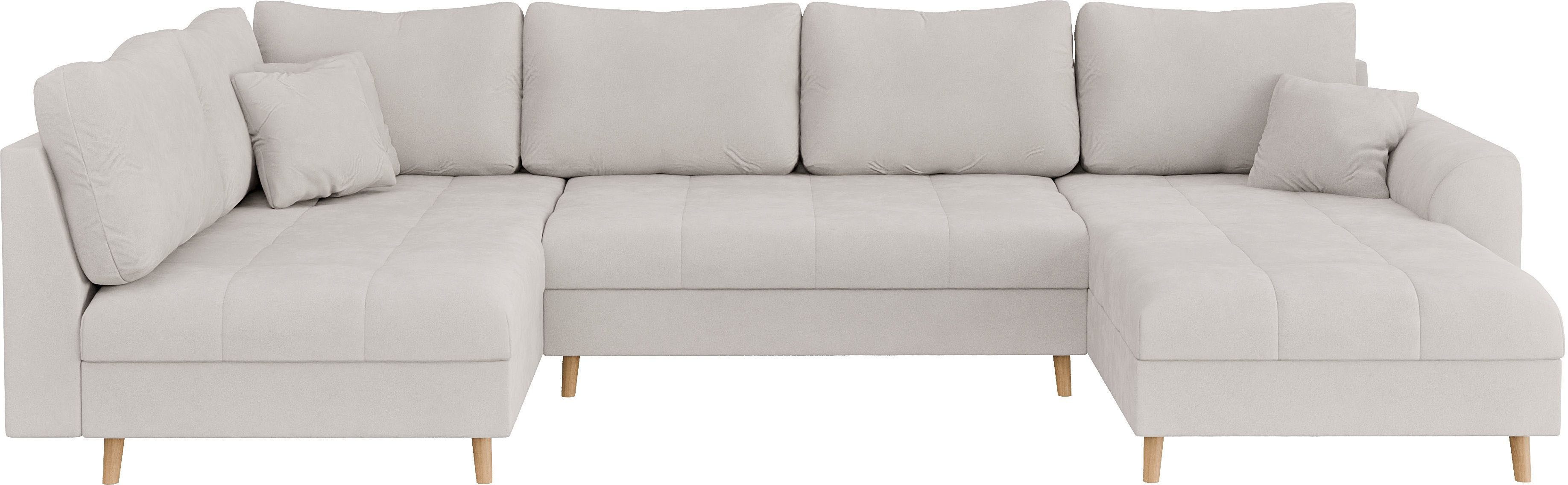 Home affaire Zithoek CHARRE U-vorm met ottomane, afmetingen B/D/H: 310/161/81 cm fijne stiksels, losse rug- en sierkussens, ook in cord en bouclé