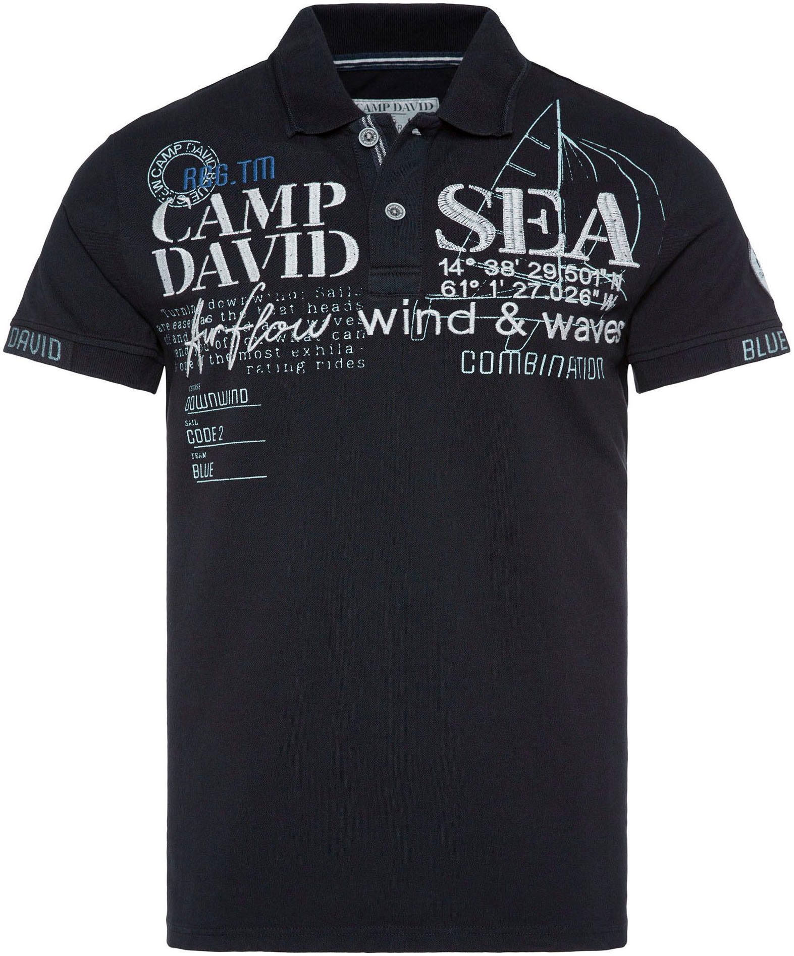 CAMP DAVID Poloshirt met logo-applicaties
