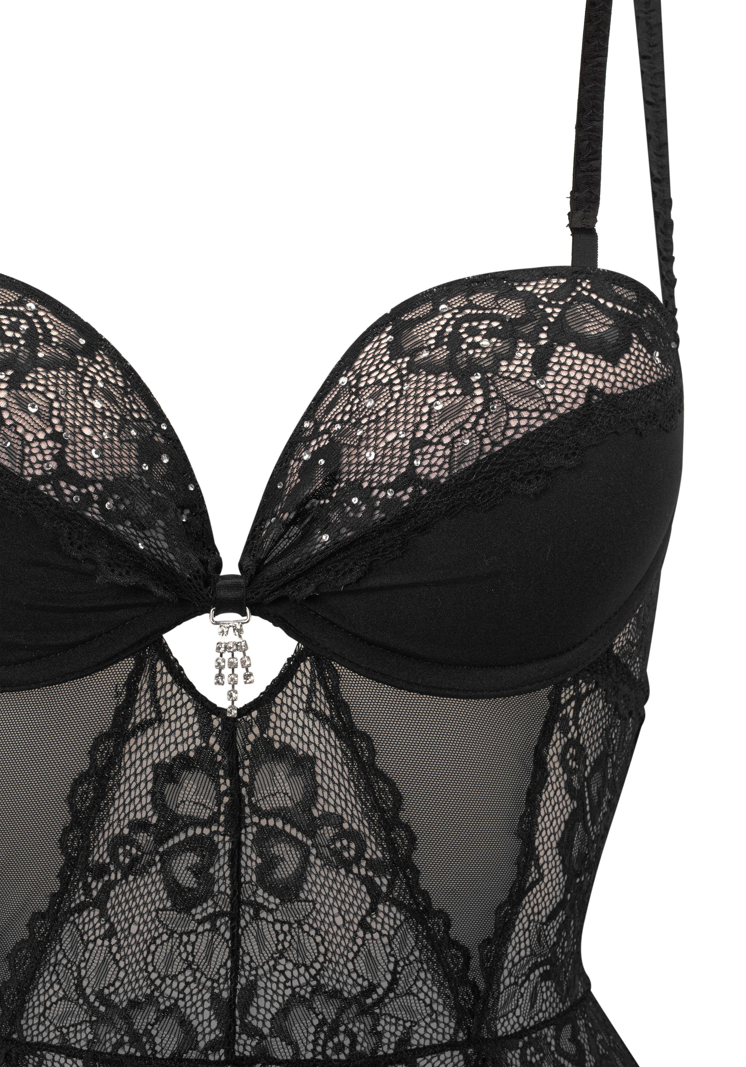 Lascana Lijfje met push-up en met stras, sexy lingerie, sexy ondergoed