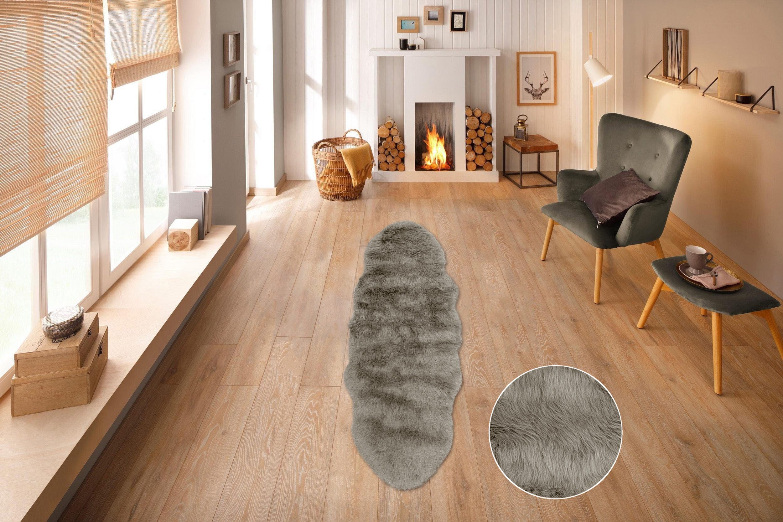 Home affaire Hoogpolig vloerkleed Valeria schapenvacht tapijt knuffelig Imitatiebont, vachtmodel, zachte vloerkleden, slaapkamer, woonkamer