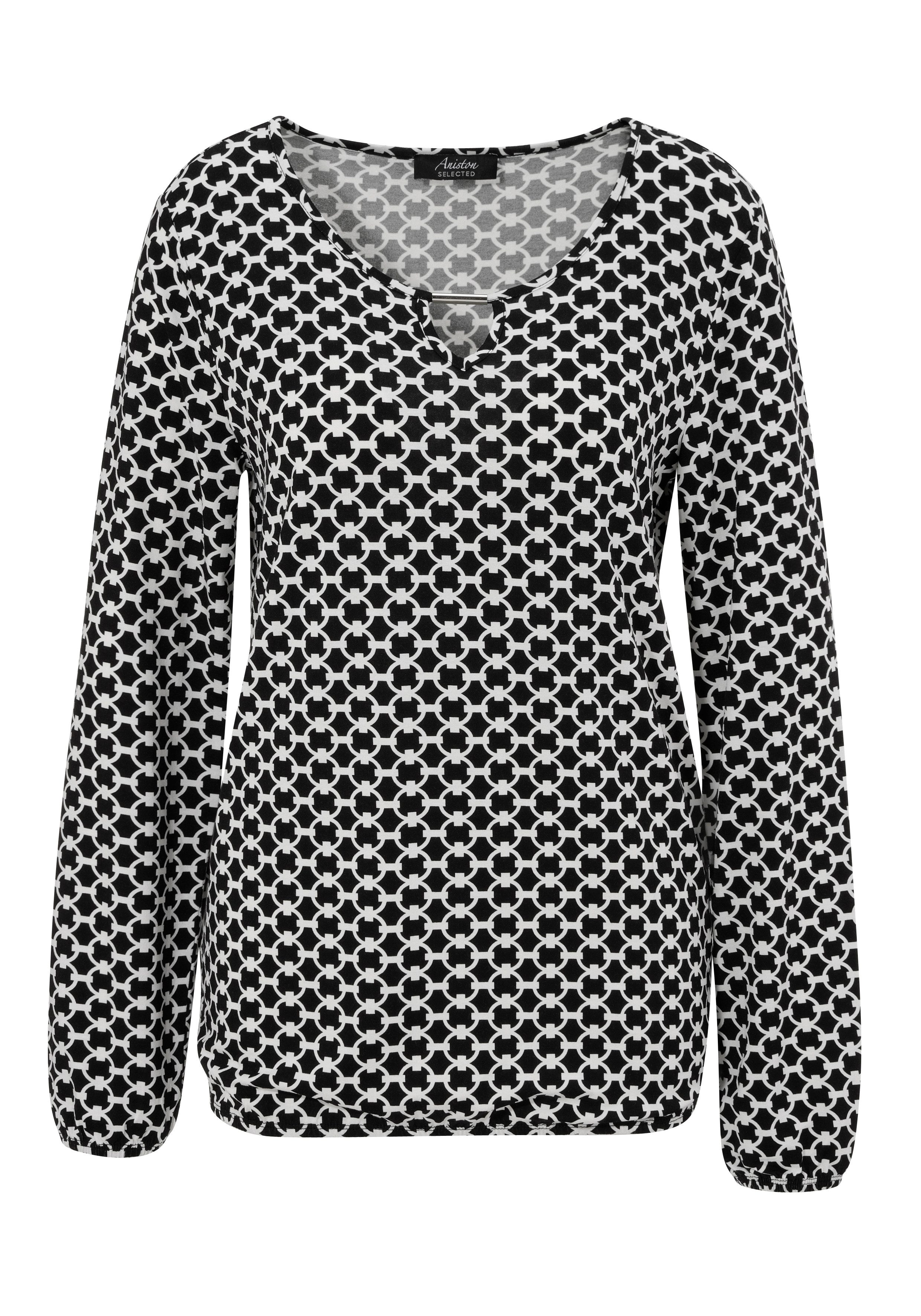 Aniston SELECTED Shirt met lange mouwen met sieraandeel en cut-out aan de halslijn