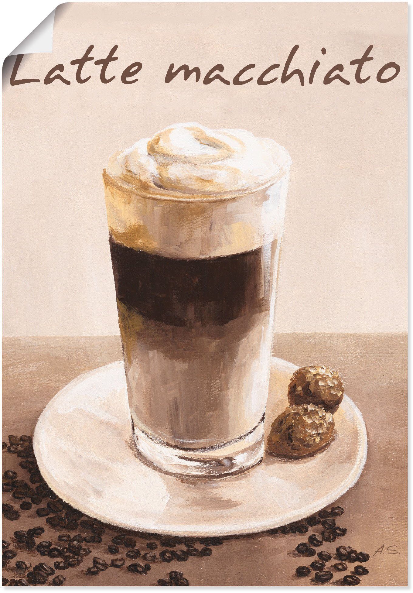 Artland Artprint Latte macchiato - koffie als poster, muursticker in verschillende maten food beige