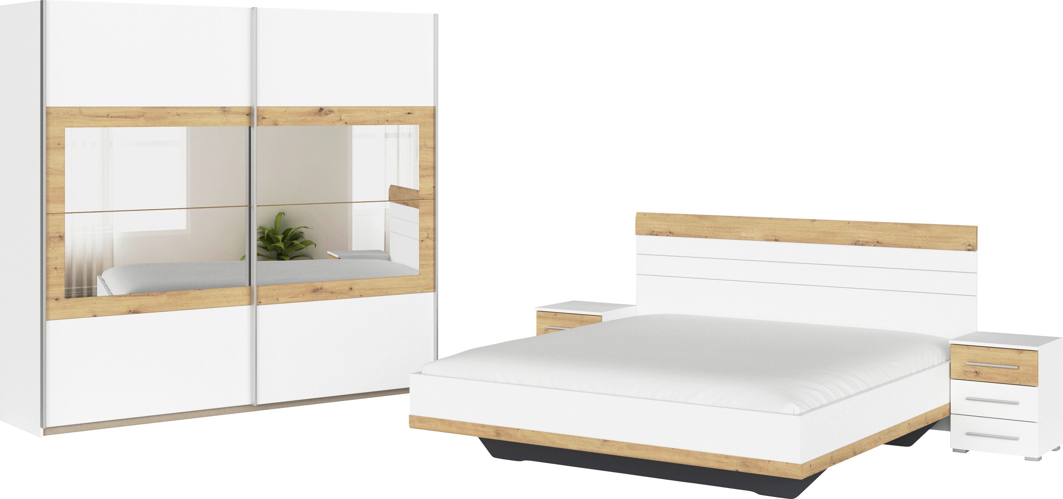 Rauch Slaapkamerserie Tarragona Kast in 3 breedtes, bed in 2 breedtes, 2 nachttafels MADE IN GERMANY (set)