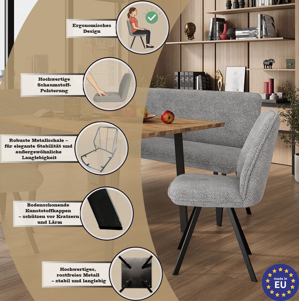 Home affaire Eethoek Mily eetkamerset, zitgroep, hoekbankgroep, keukenbankgroep (4-delig)