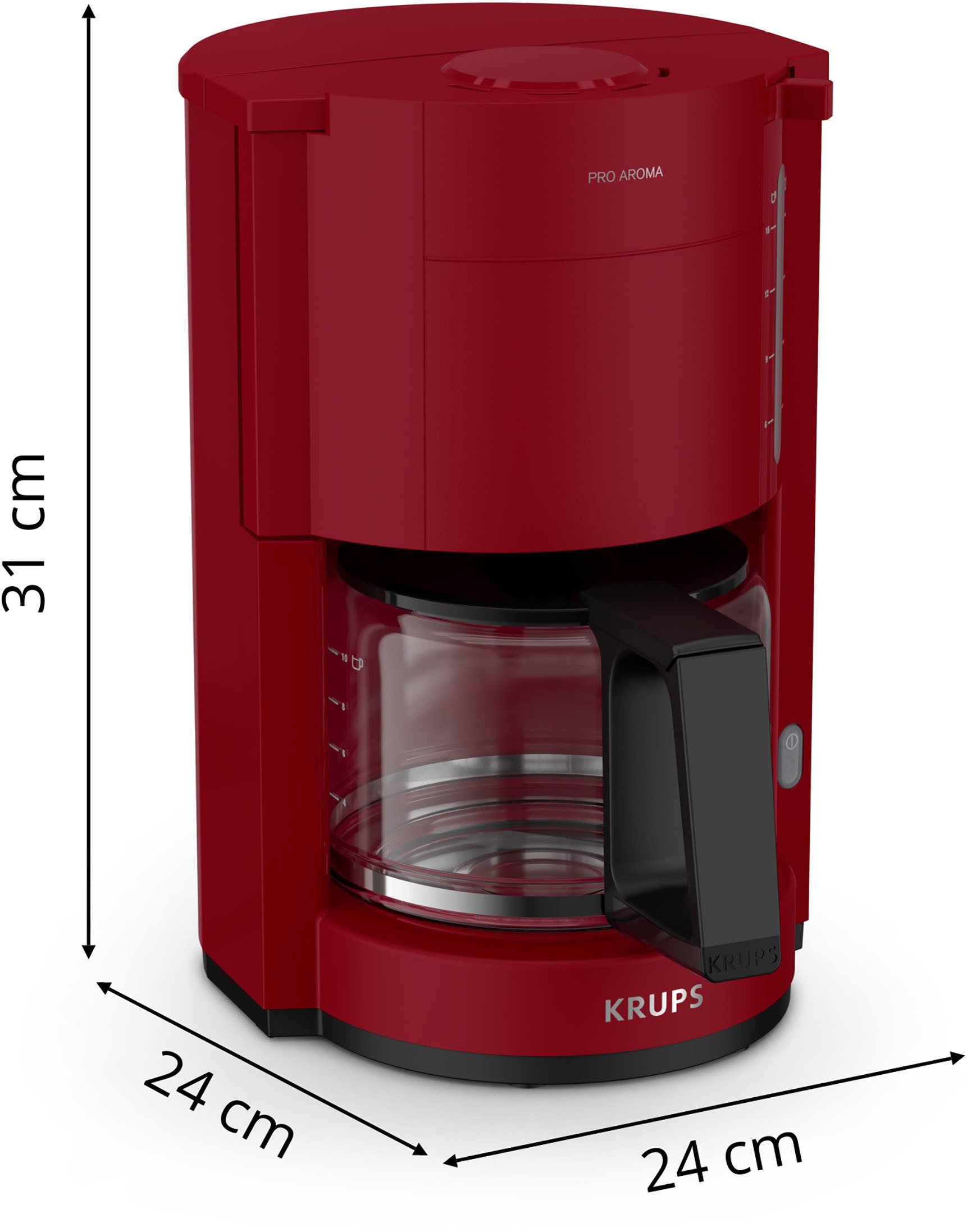 Krups Filterkoffieapparaat F30908 Pro Aroma, met glazen kan, 1,25l capaciteit, 10-15 kopjes, 1050w, zwart