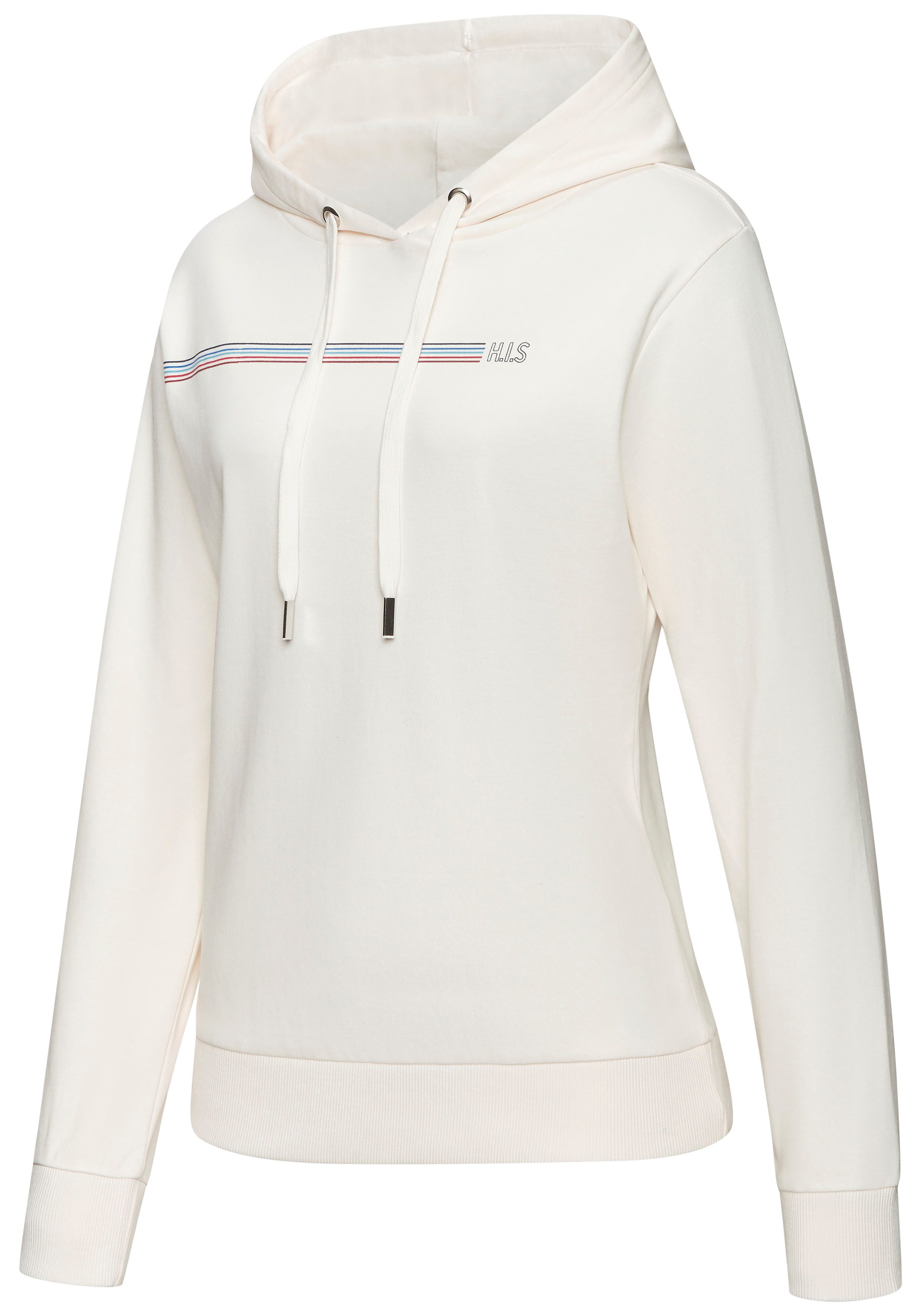 H.I.S Hoodie met kangoeroe zak en streepdru print