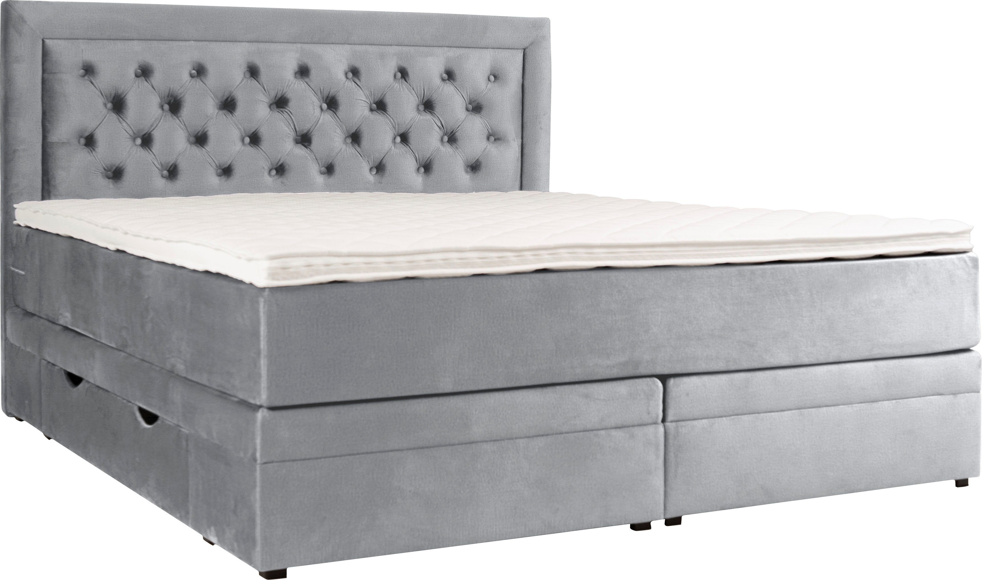 Leonique Boxspring Julien met pocketveringsmatras boxsprings grijs