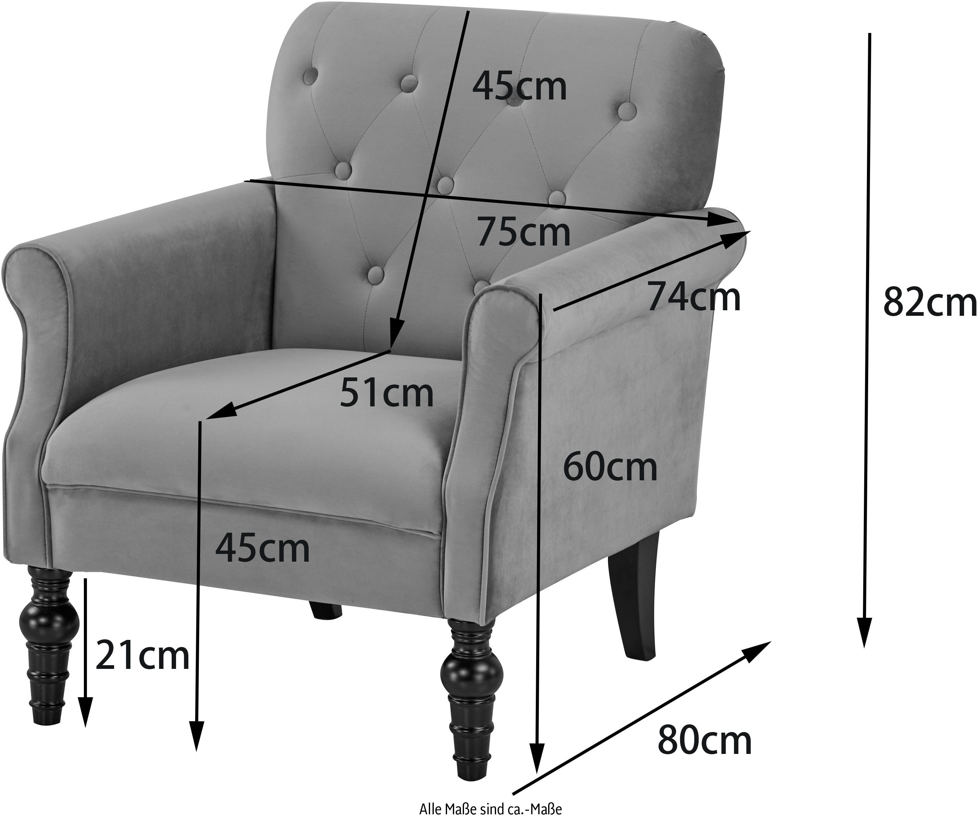 Home affaire Fauteuil RANNA, fauteuil woonkamer in Chesterfield-look