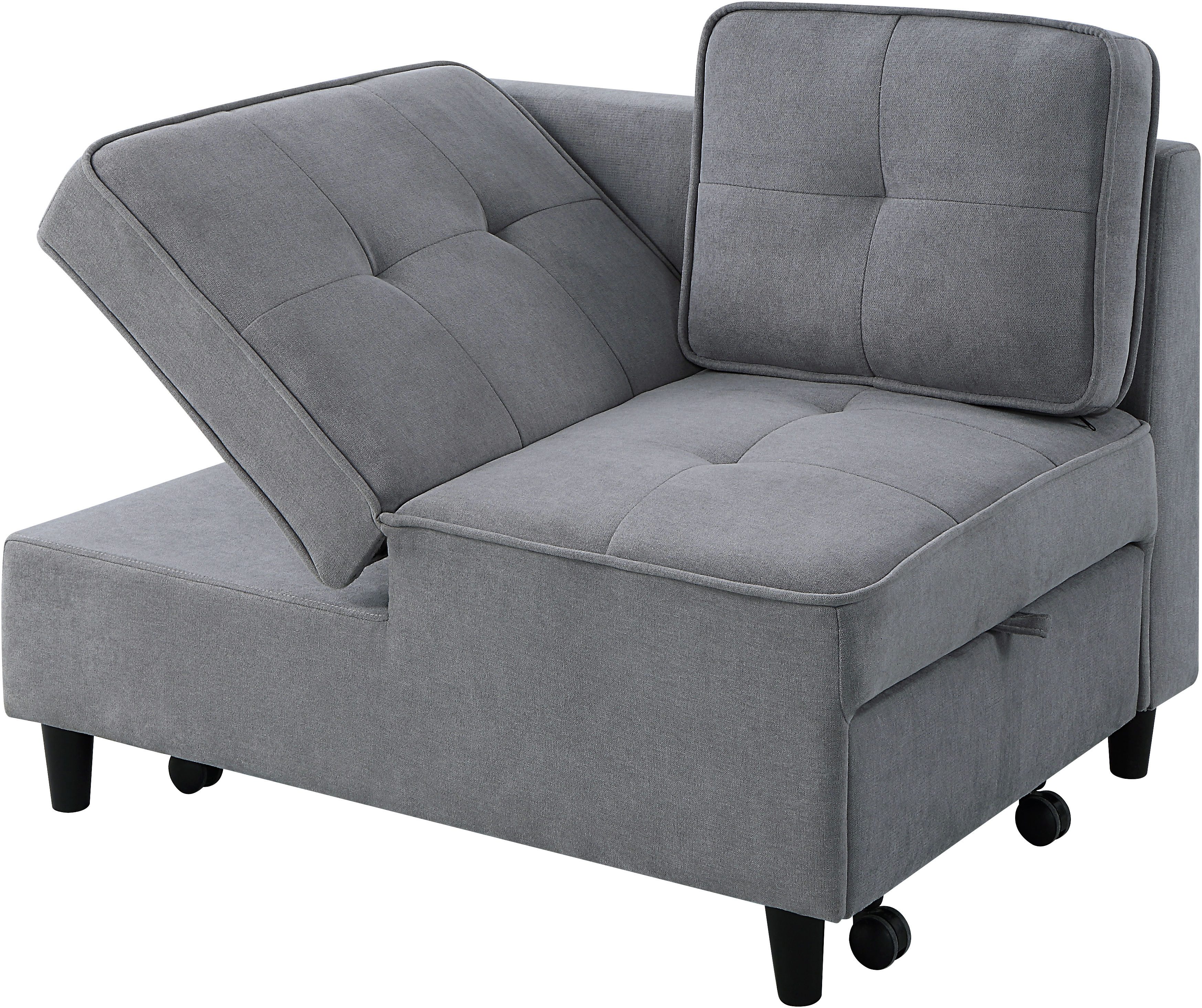 ATLANTIC home collection Slaapbank Freddy te veranderen in een loungestoel, relaxfauteuil en logeerbed, incl. kussen