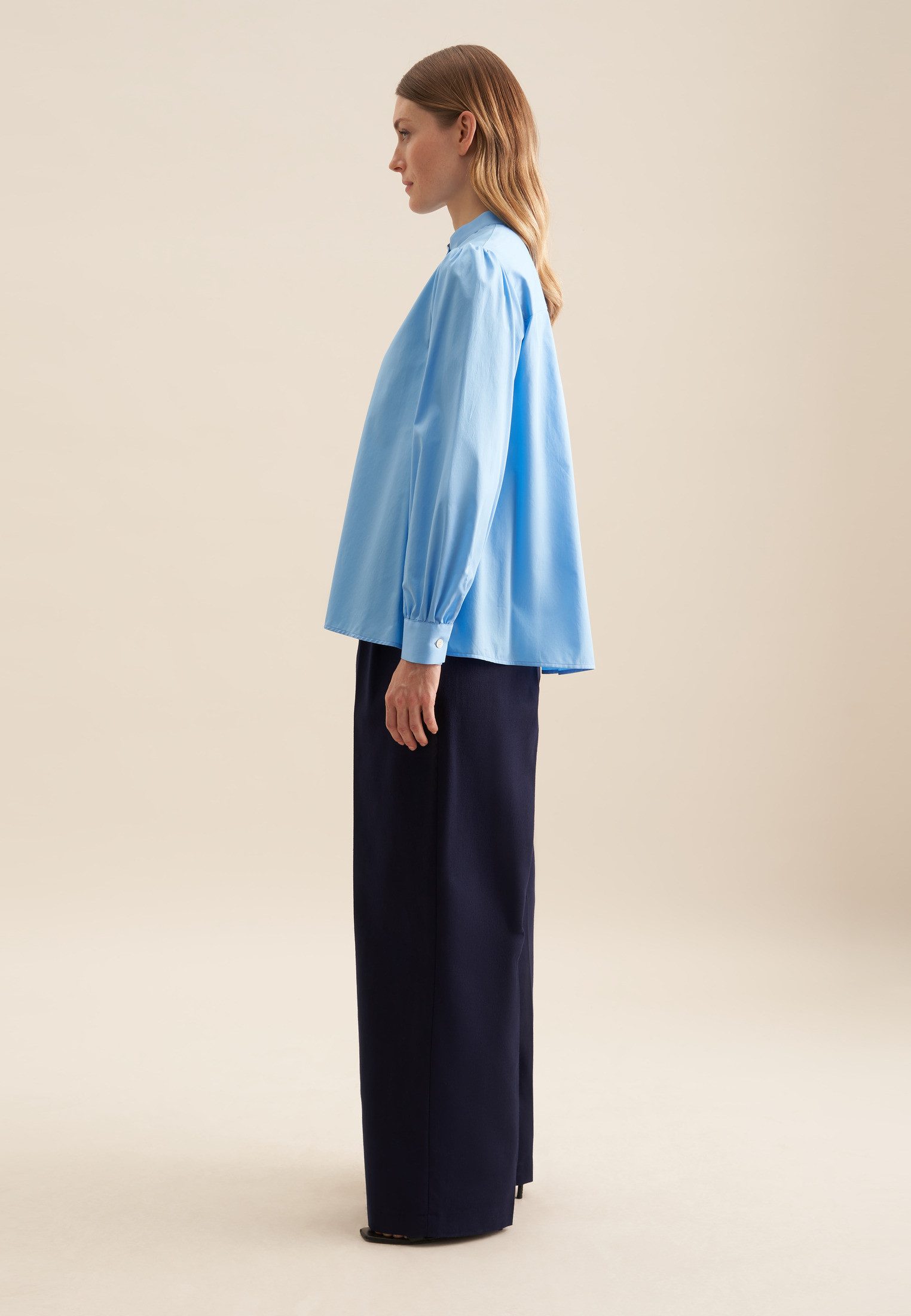 seidensticker Klassieke blouse Zwarte roos Lange mouwen kraag uni