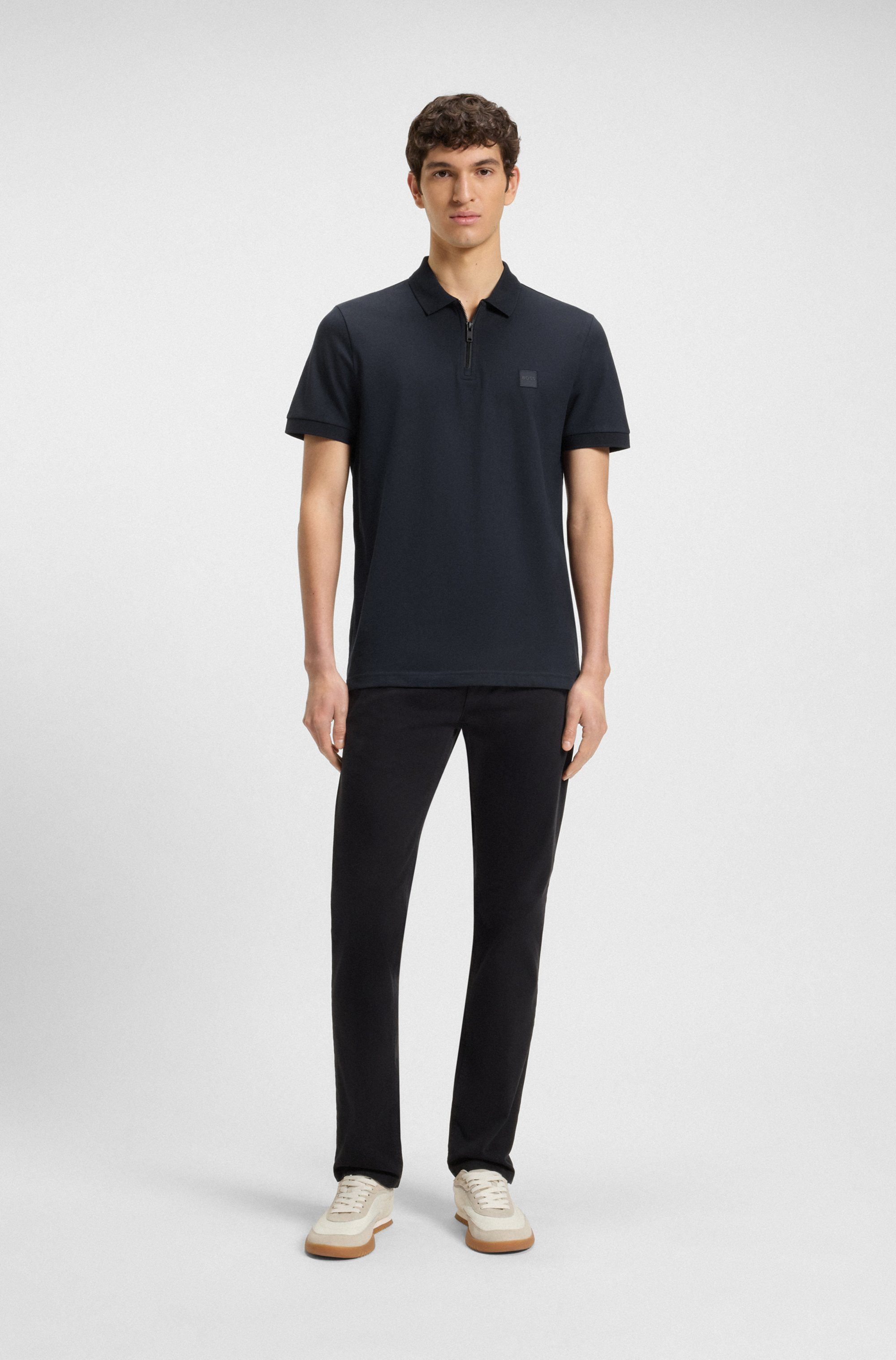 Boss Orange Poloshirt Passerzip met een polokraag