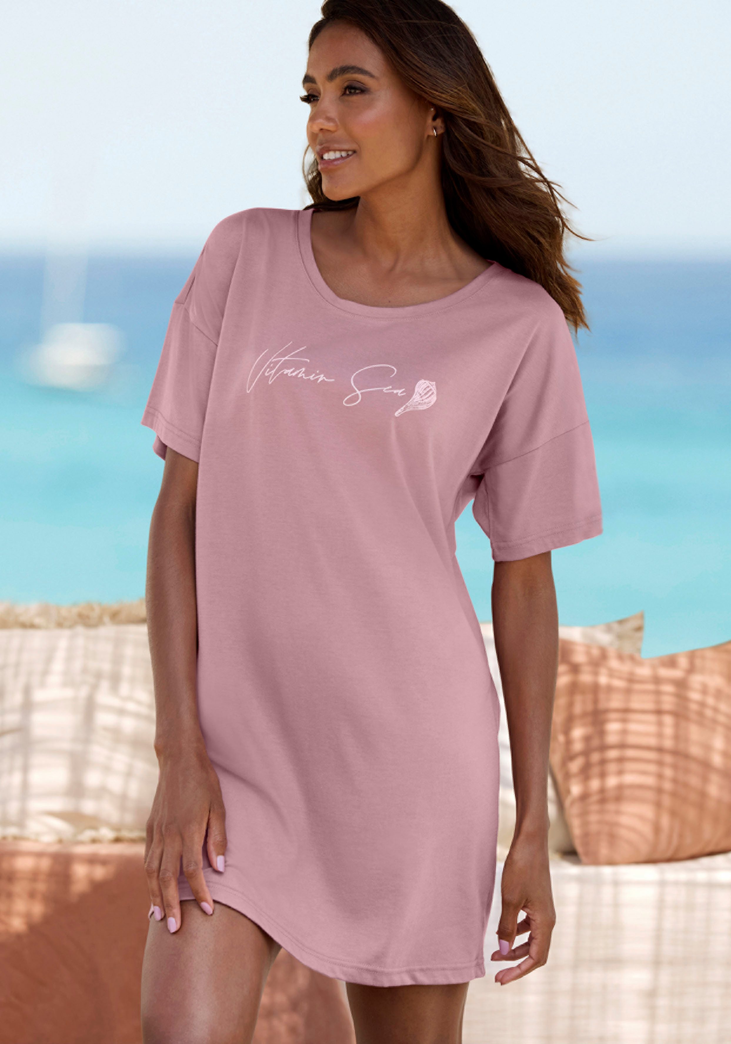 Vivance Dreams Nachthemd met mooie frontprint dames nachthemden maat 40/42 roze