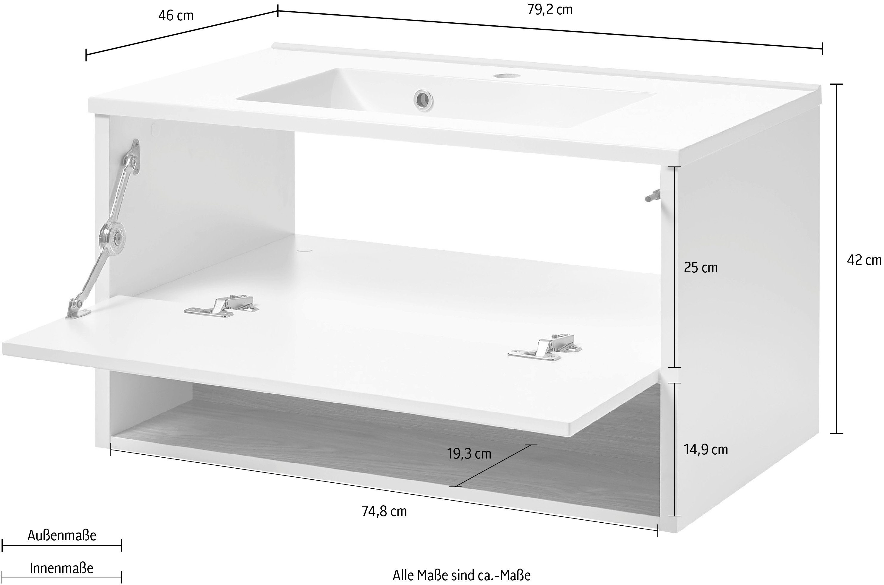 Places of Style Wastafelonderkast Studio Line, wastafel inclusief wasbak, modern ontwerp