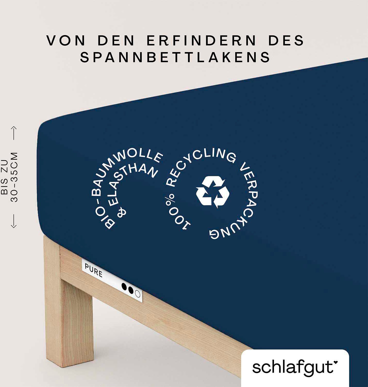 Schlafgut Hoeslaken PURE biologische katoen met elastaan, rekbaar en ondoorzichtig, strak, bedlakens (1 stuk) hoeslakens maat 180-200 cm x 200-220 cm