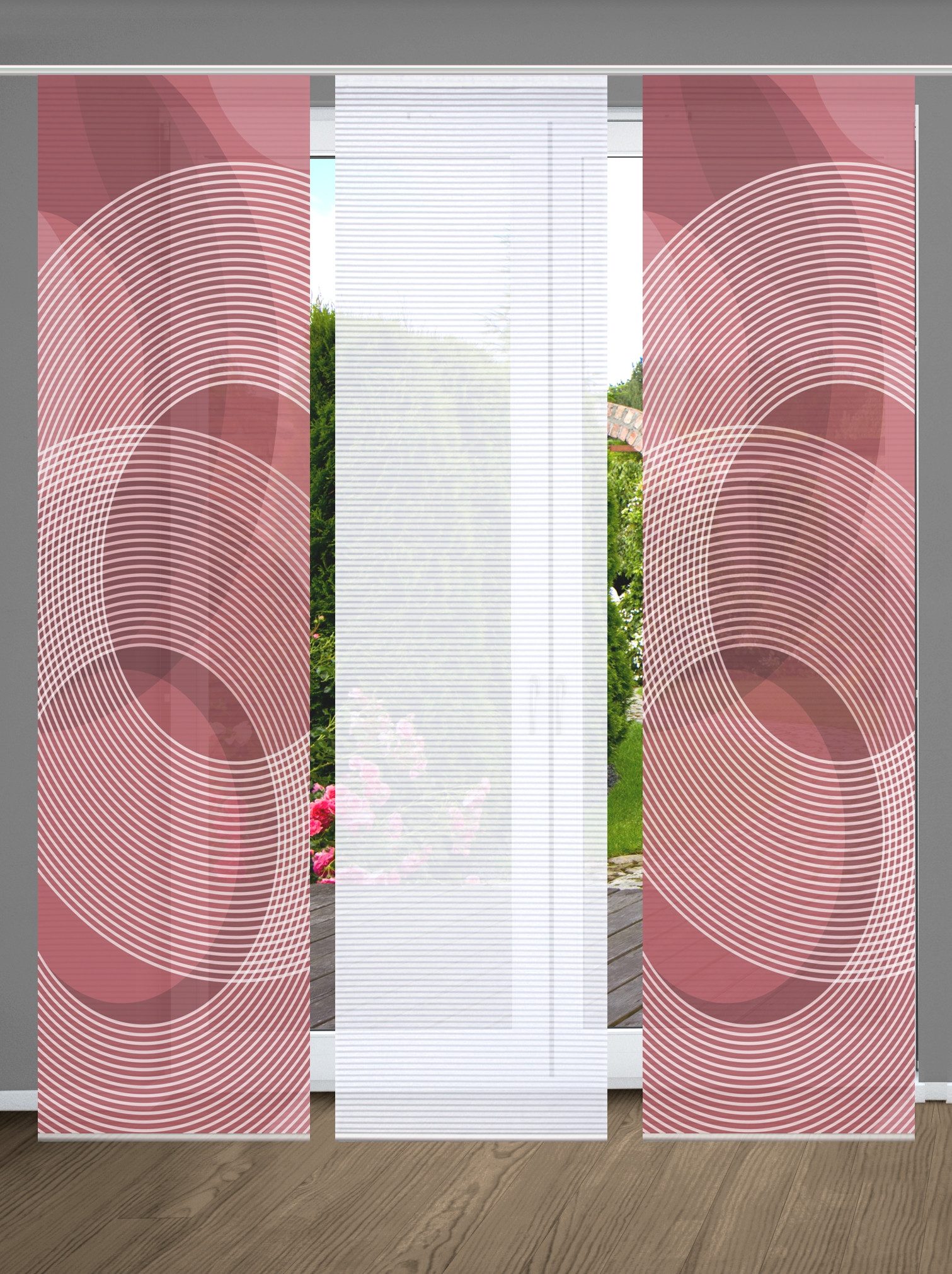 OTTO HOME in green Paneelgordijn AFONSO SET DIGITALE PRINT, BAMBOELOOK GERECYCLED (3 stuks) paneelgordijnen rood