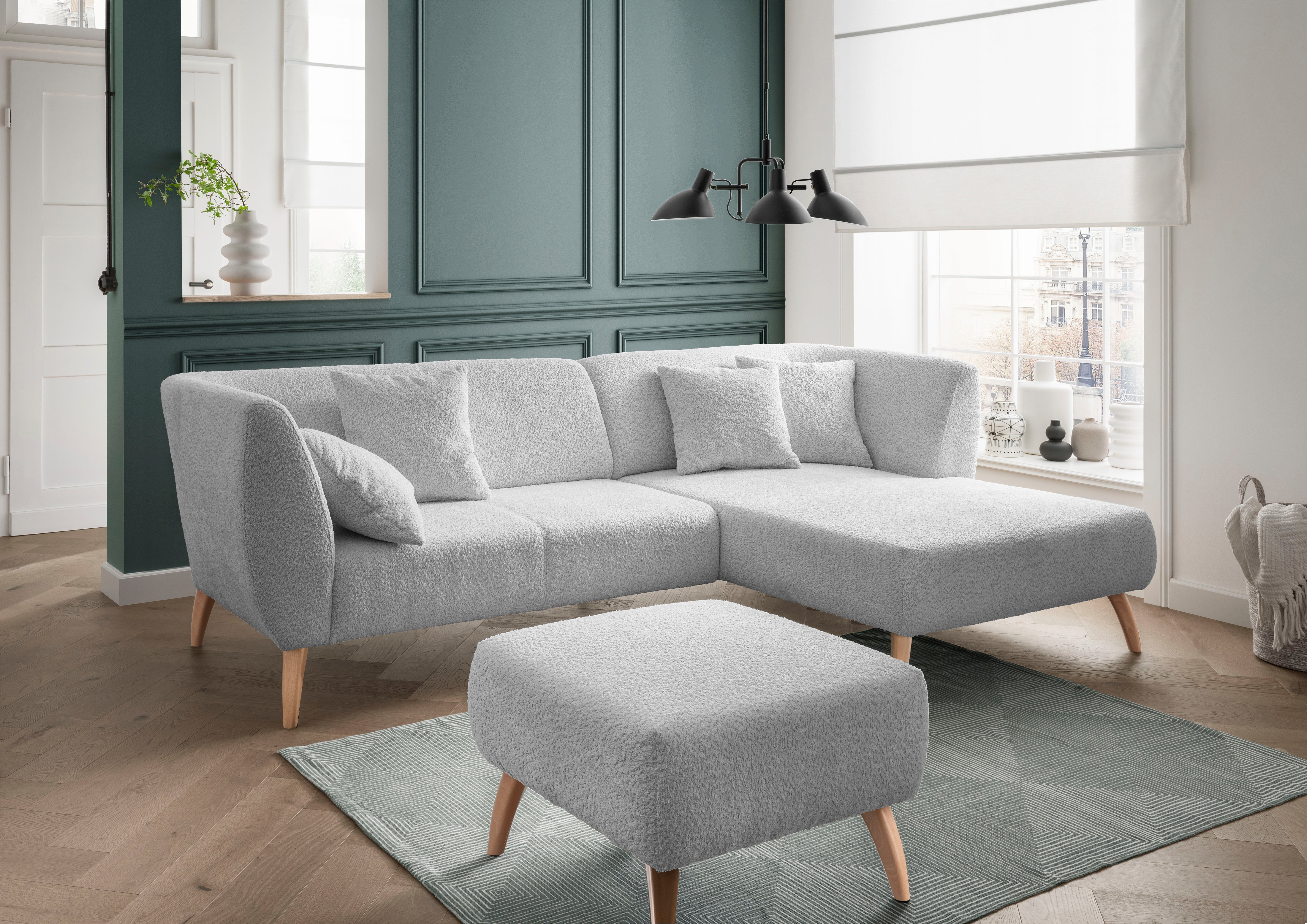 INOSIGN Hocker Colori Kleur houten poten naar keuze, verschillende stoffen, hoogwaardige stof