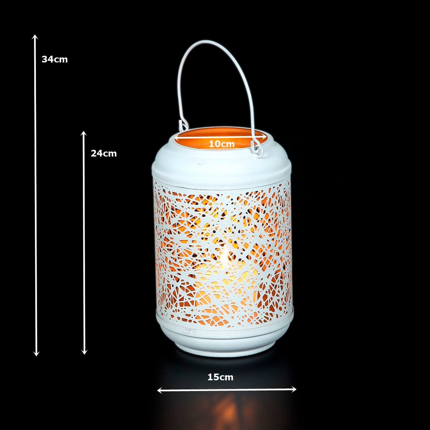 Ambiente Haus Lantaarn met kaars Lantaarn van metaal in wit - (H) 24 cm (1 stuk)