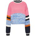 tommy jeans trui met ronde hals tjw sleeve colorblock sweater in modieuze colourblocking strepen roze