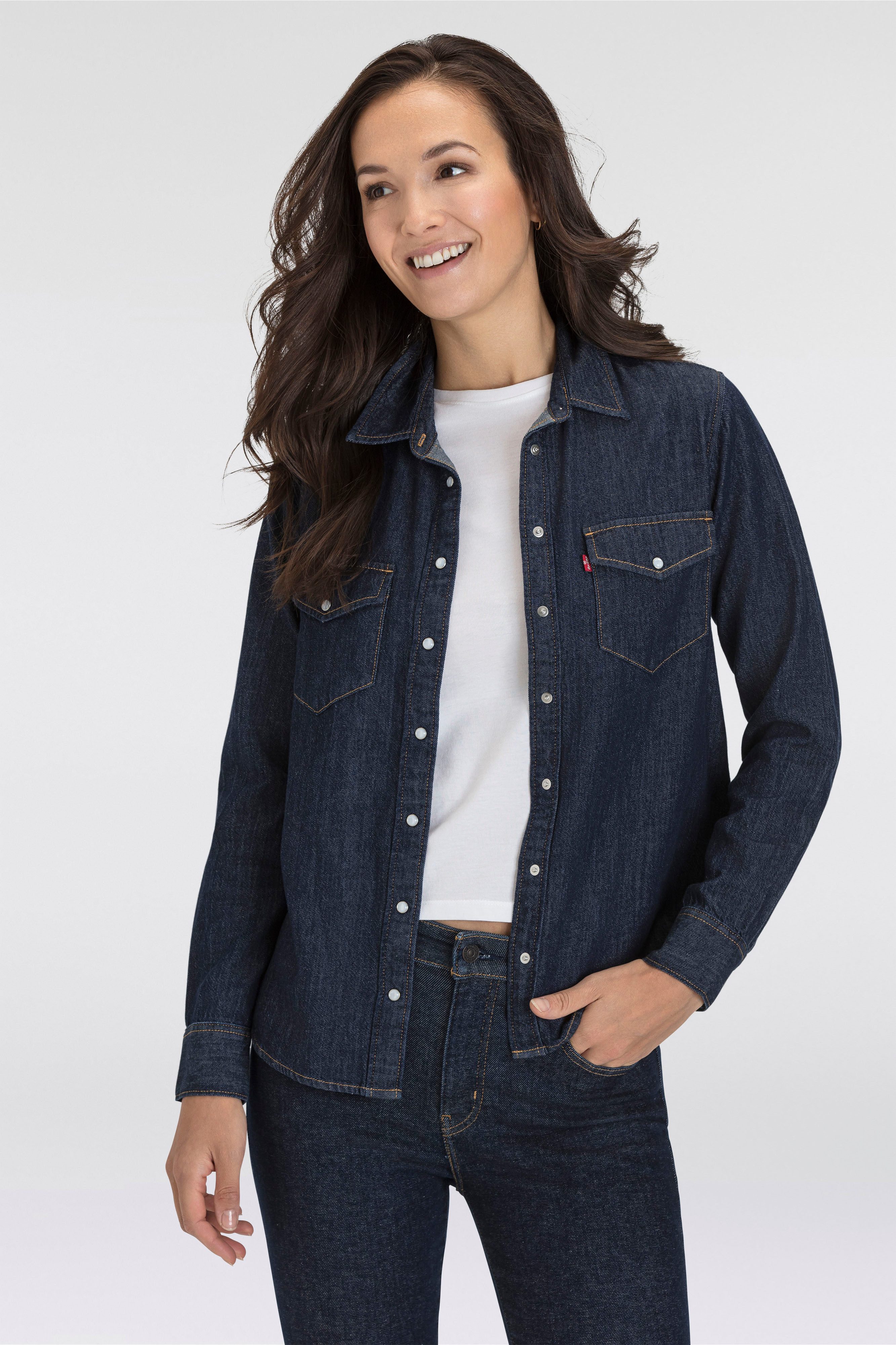 Levi's Jeans blouse ESSENTIAL WESTERN met borstzakken met drukknopen dames spijkerblouses maat S (36)