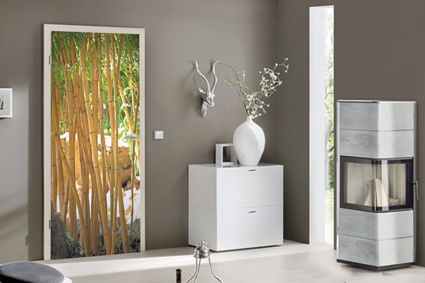 Papermoon Fotobehang Bamboe - deurbehang Vlies, 2 banen, 90x 200 cm (2-delig)