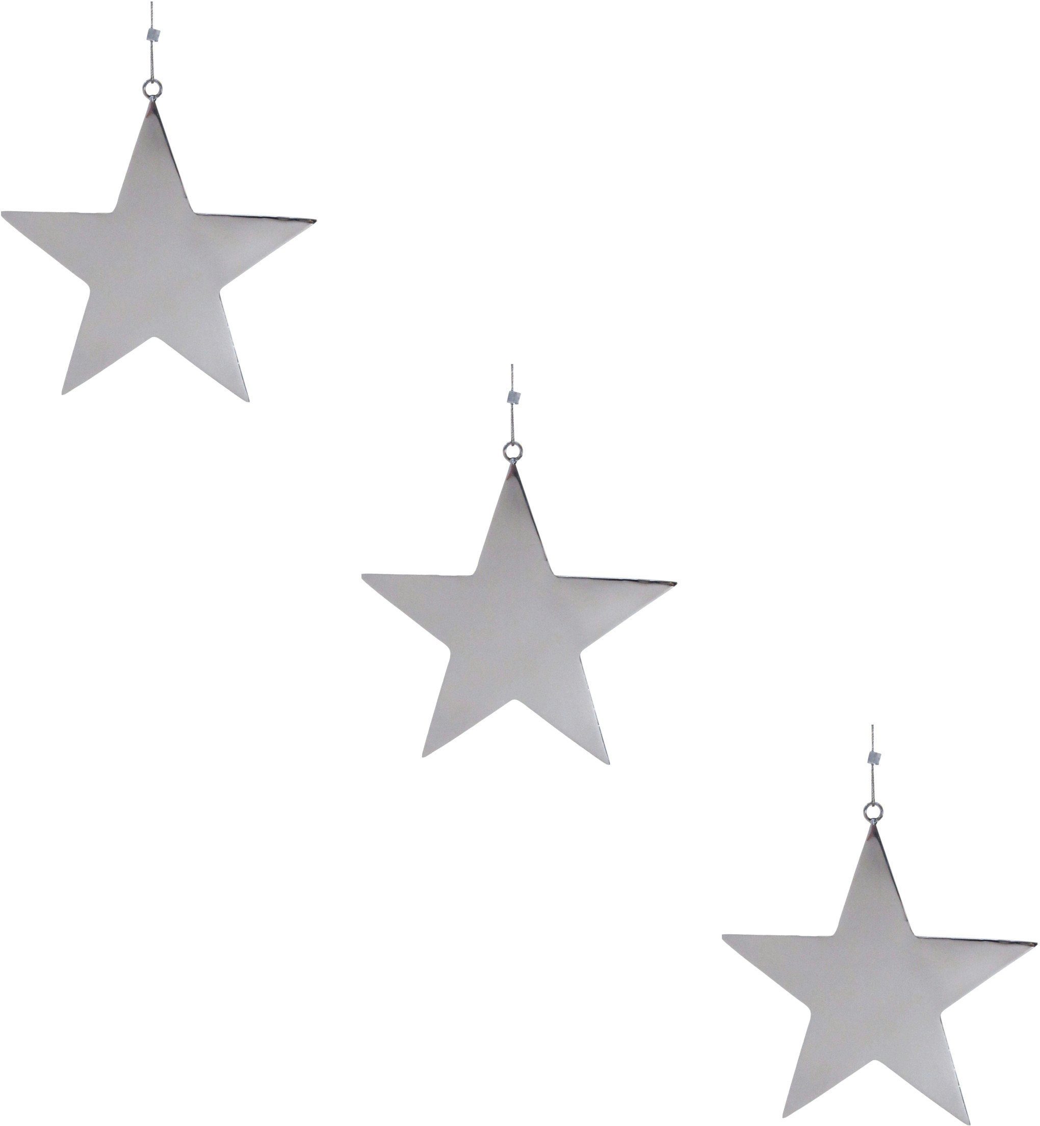 Creativ deco Sierster Kerstster, kerstversiering (3 stuks) kerststerren zilver(kleur)