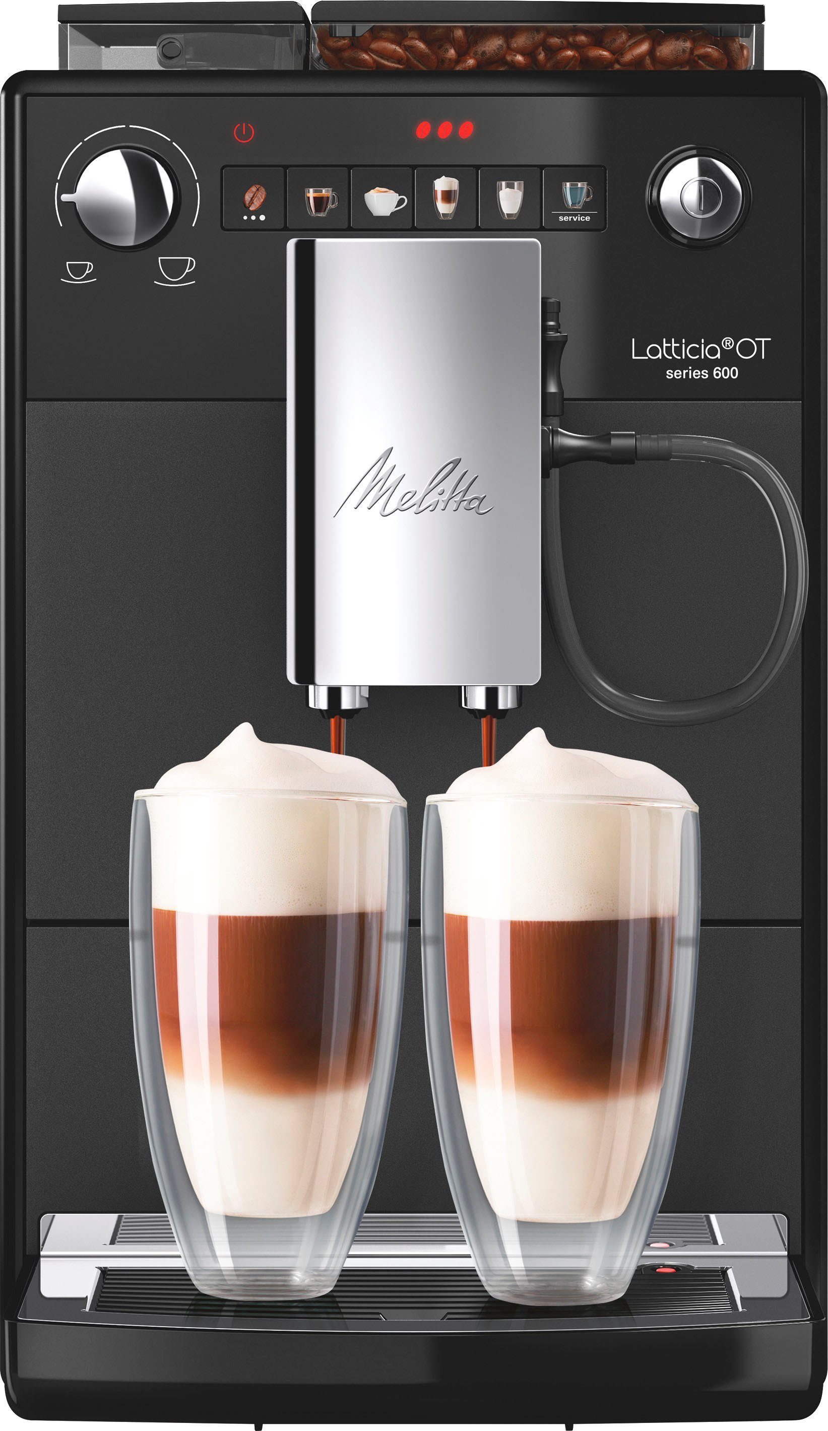 Melitta Volautomatisch koffiezetapparaat Latticia® One Touch F300-100, zwart, compact, maar xl-waterreservoir & xl-bonenreservoir