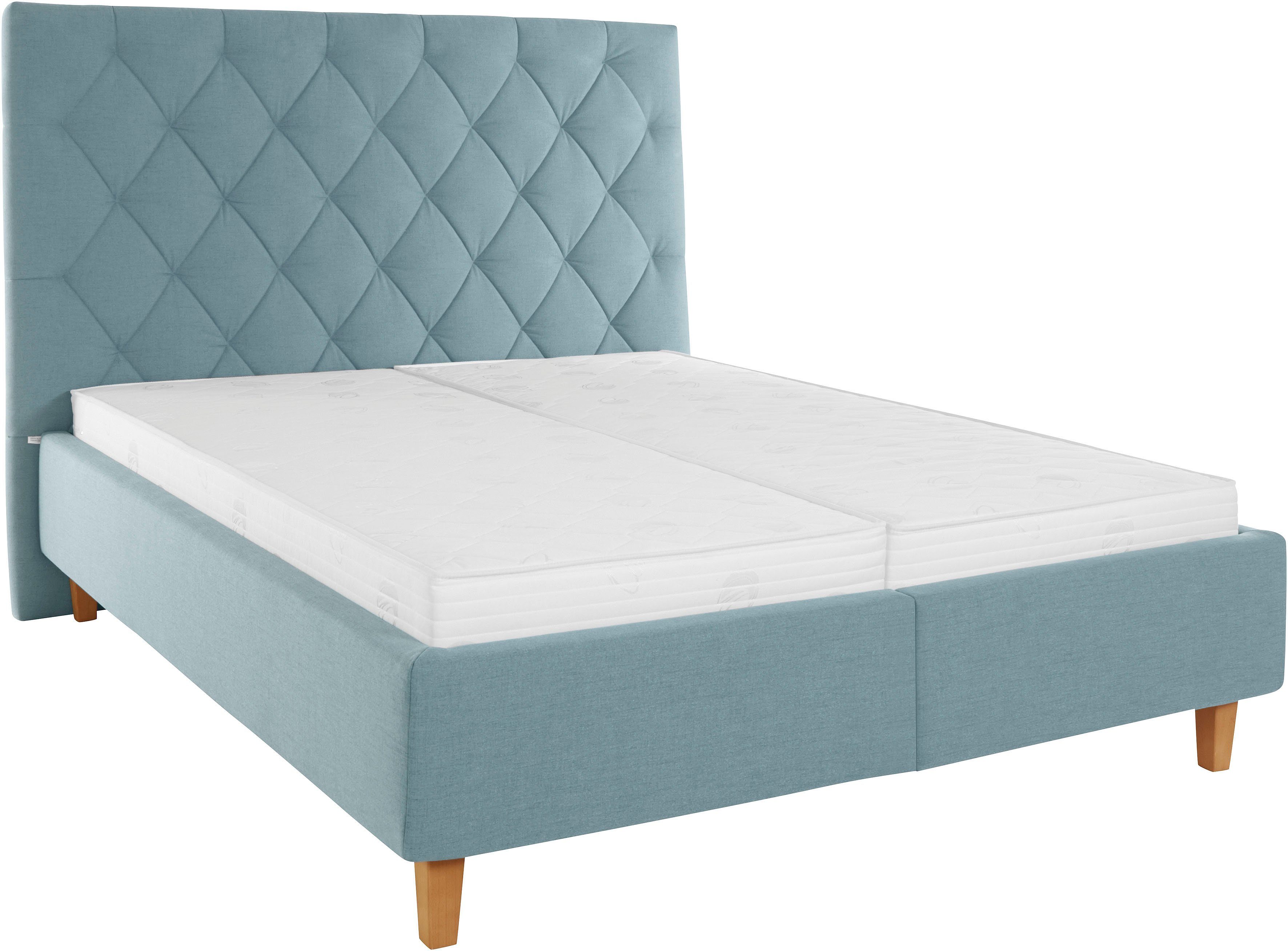 Guido Maria Kretschmer Home&Living Gestoffeerd bed Sunley 140 Kruisstiksel, hoofdbordhoogte 142 cm, zonder of met matras/lattenbodem