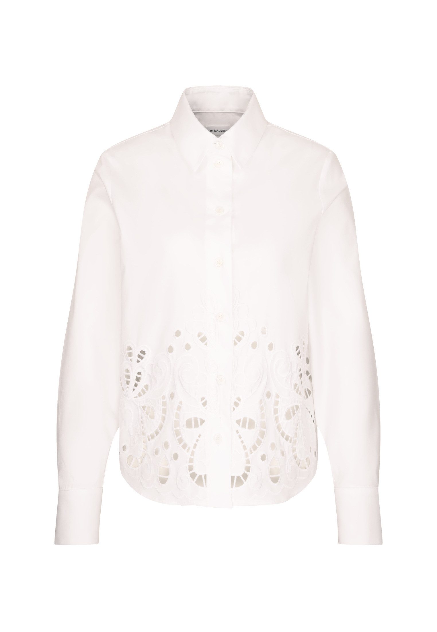 seidensticker Overhemdblouse Zwarte roos Lange mouwen kraag uni