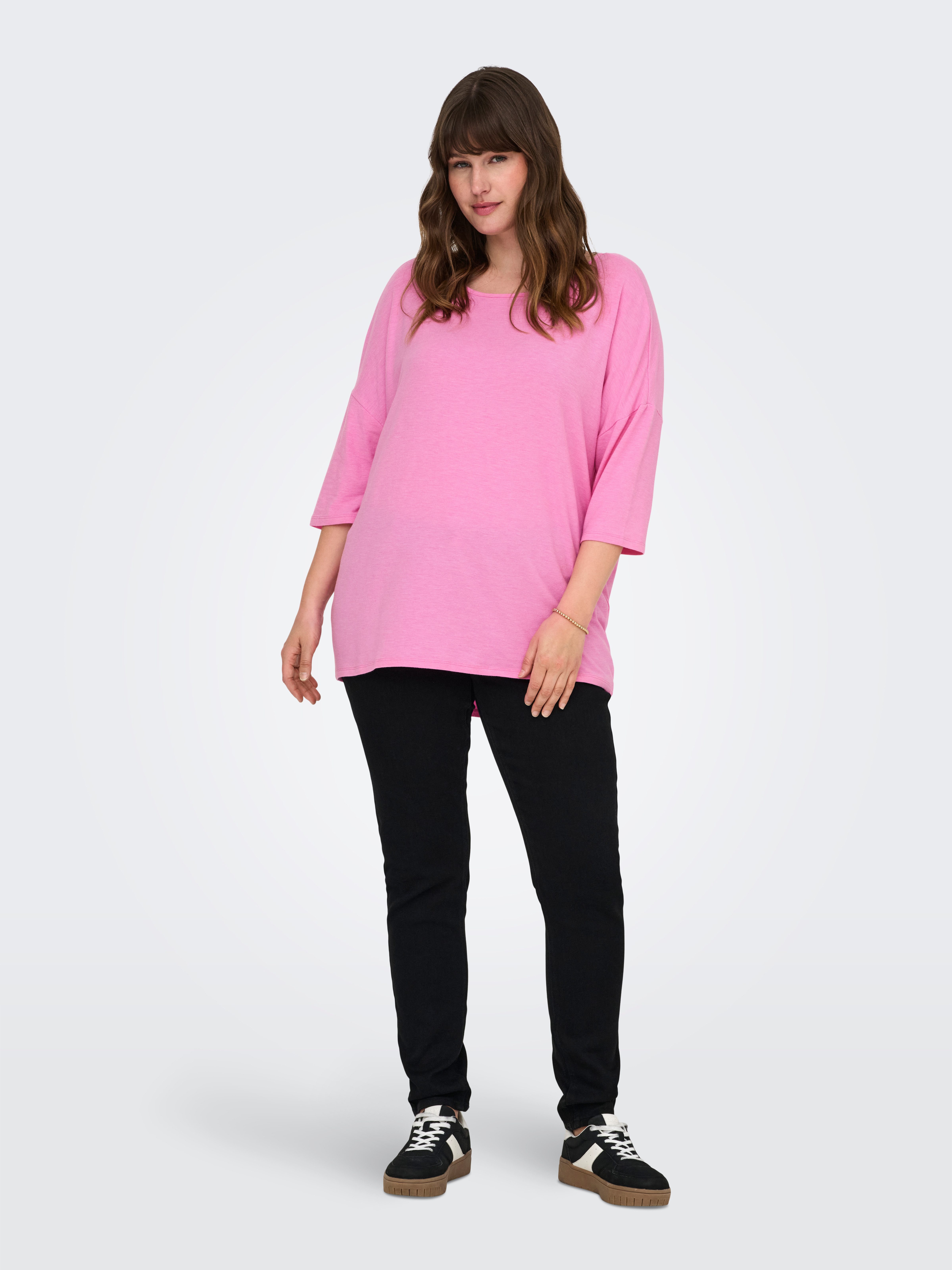 ONLY CARMAKOMA Shirt met 3/4-mouwen CARLAMOUR 3/4 TOP JRS NOOS