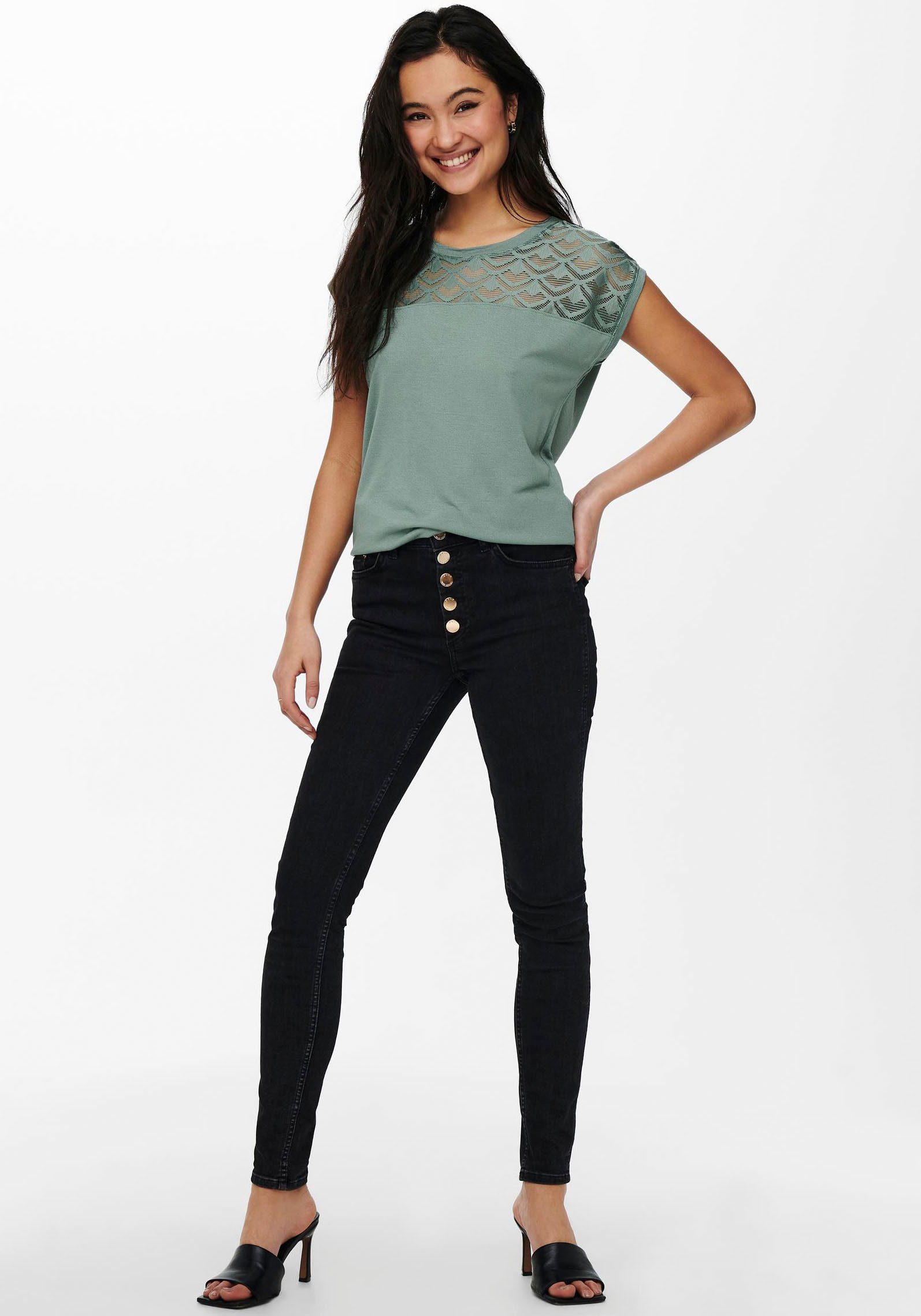Only Kanten shirt ONLNICOLE LIFE S/S MIX TOP JRS NOOS