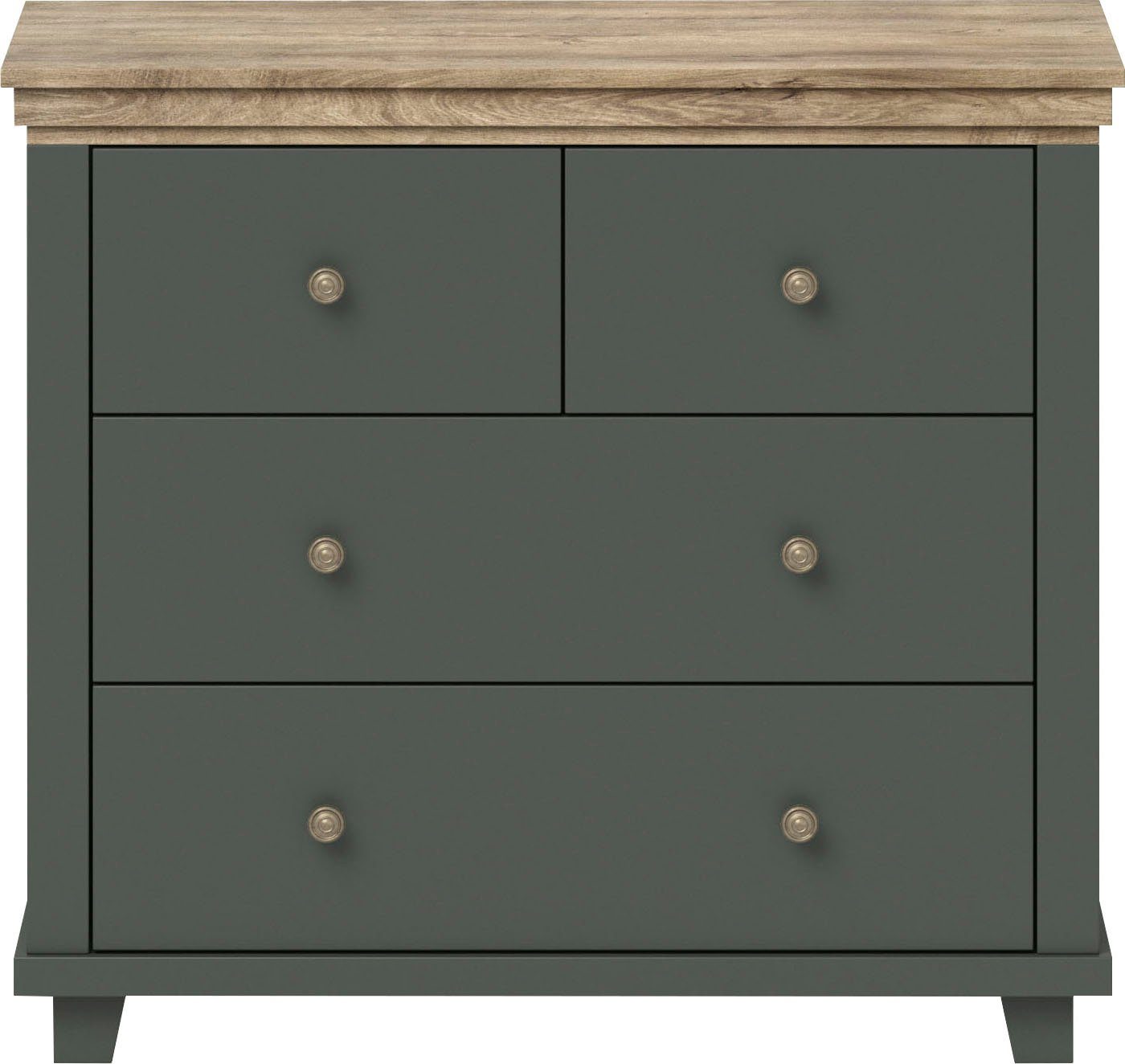 Home affaire Ladekast Evora met 4 lades, 90x42x80,5 cm (BxDxH), FSC®-gecertificeerd Commode met MDF-applicaties, landhuisstijl, passende aanvulling