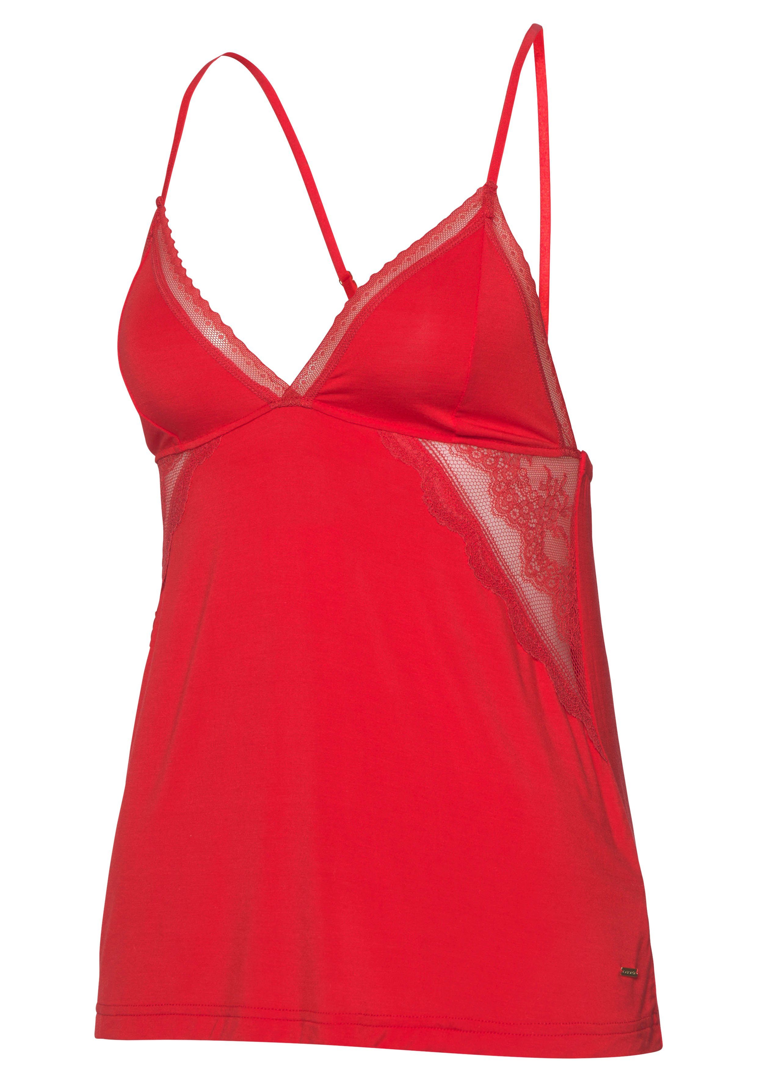 Lascana Pyjama top met kanten inzetten