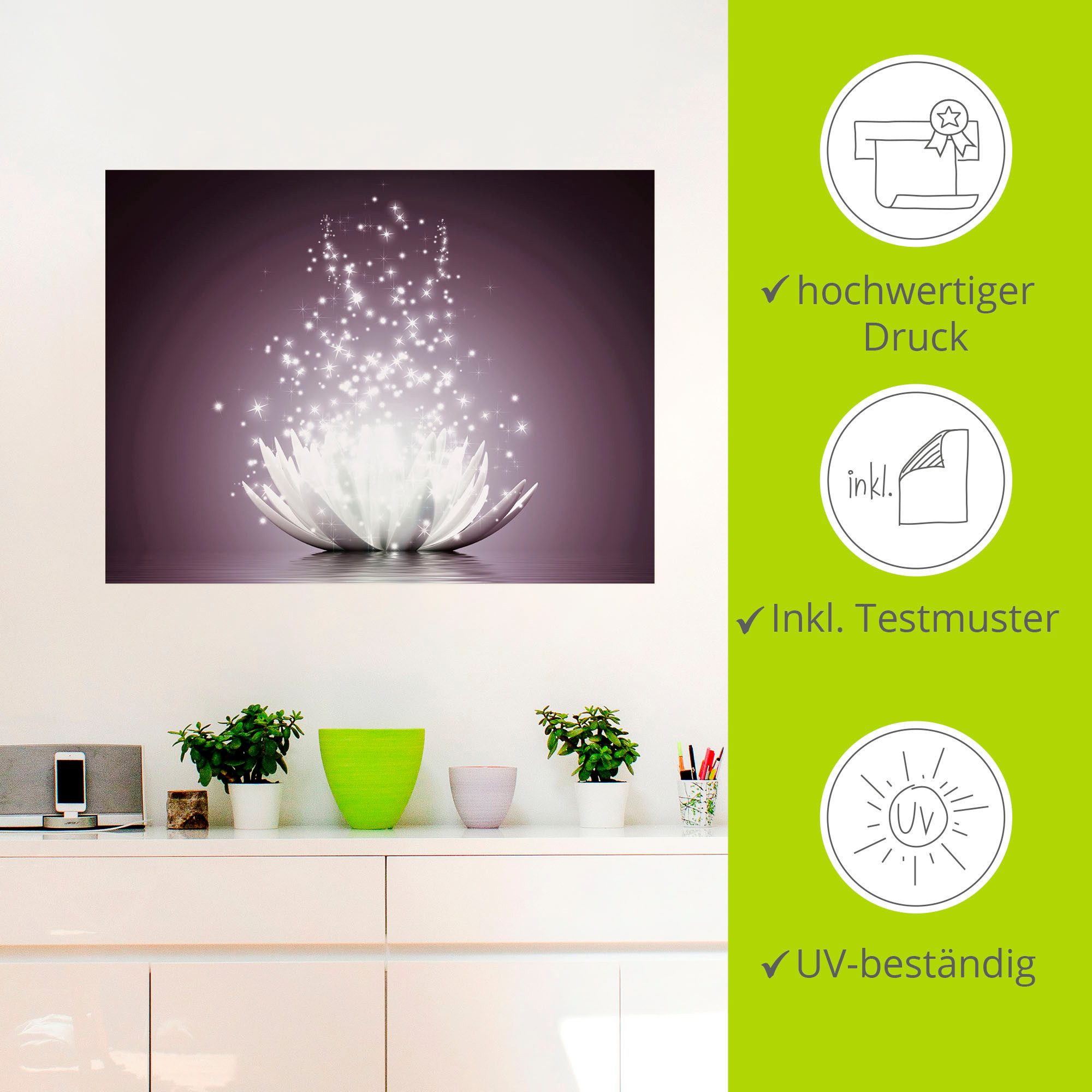 Artland Artprint Magie van de lotusbloem als artprint op linnen, poster, muursticker in verschillende maten