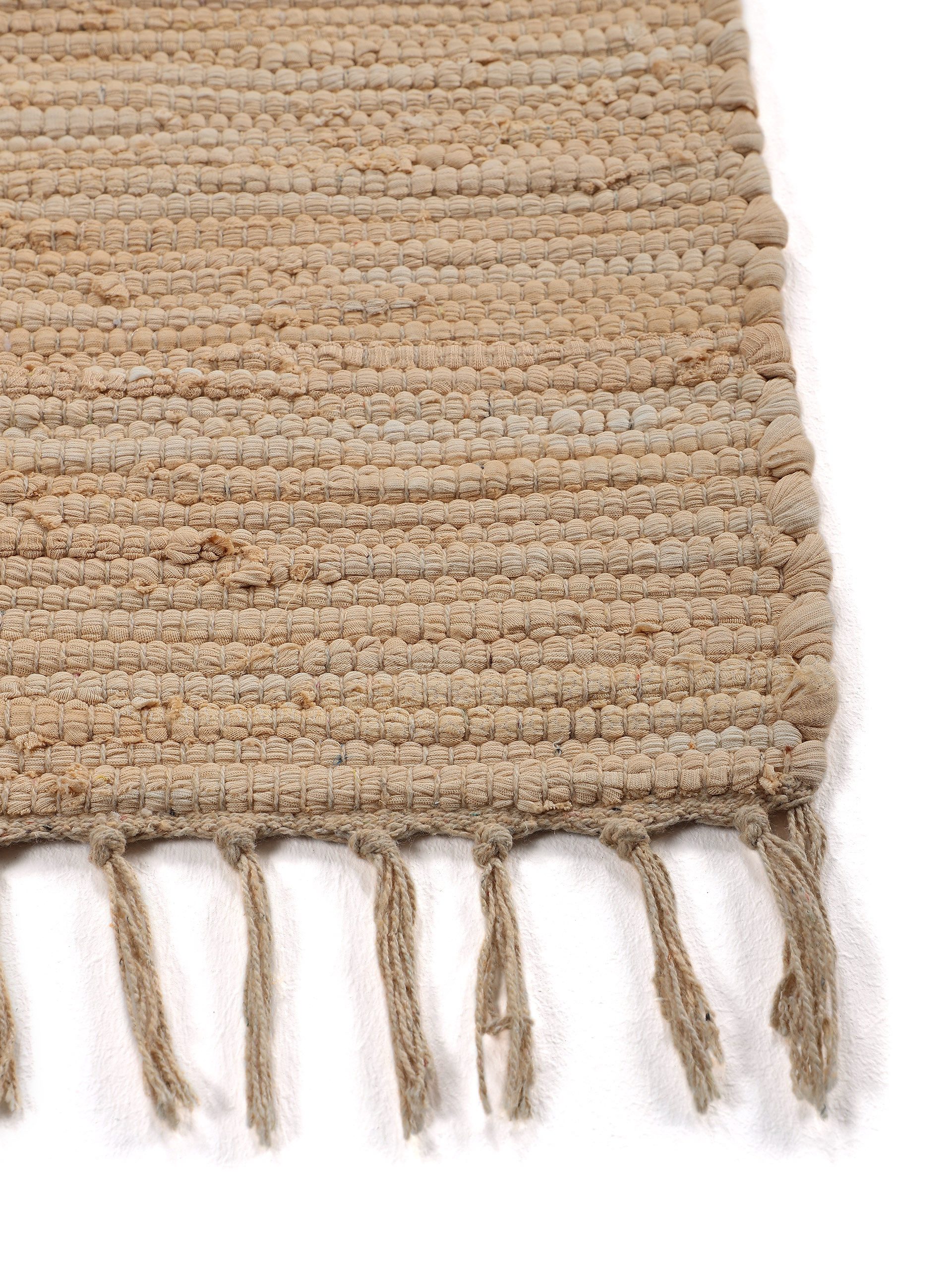 carpetfine Vloerkleed Kelim Chindi uni Tweezijdig te gebruiken kleed, puur katoen, met de hand geweven, unikleuren, met franje