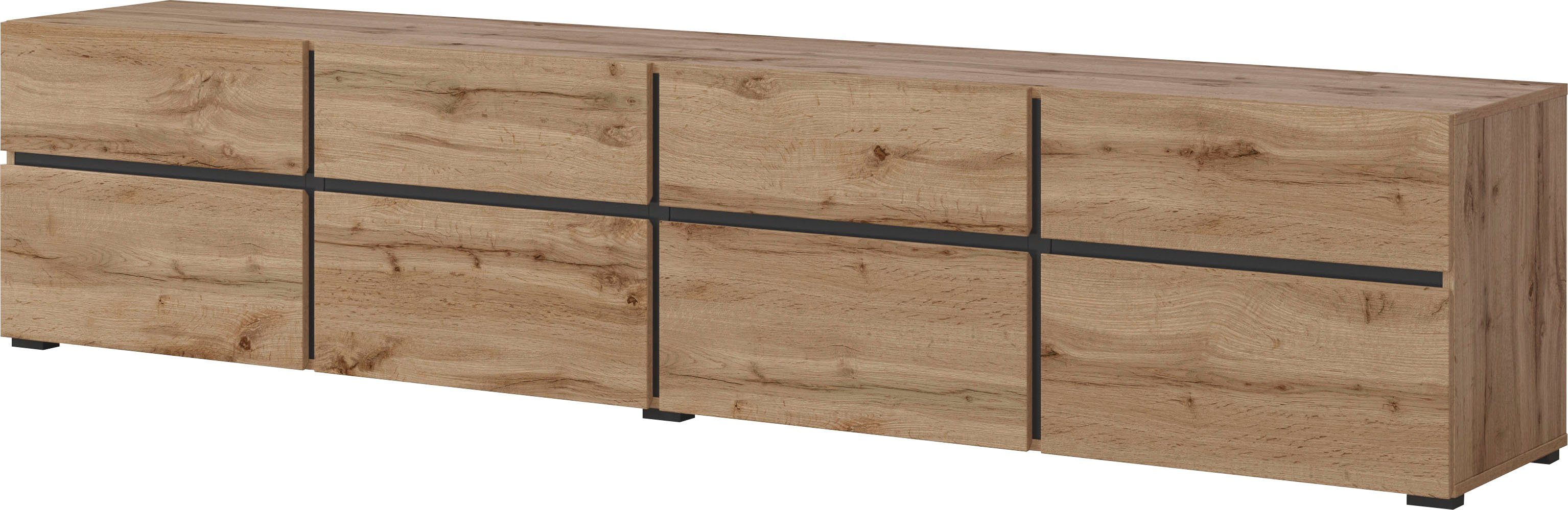 INOSIGN Tv-meubel Cross, moderne greeploze TV-kommode, 4 kleppen/4 lades Breedte 225 cm, tv-kast met veel opbergruimte, tv-meubel