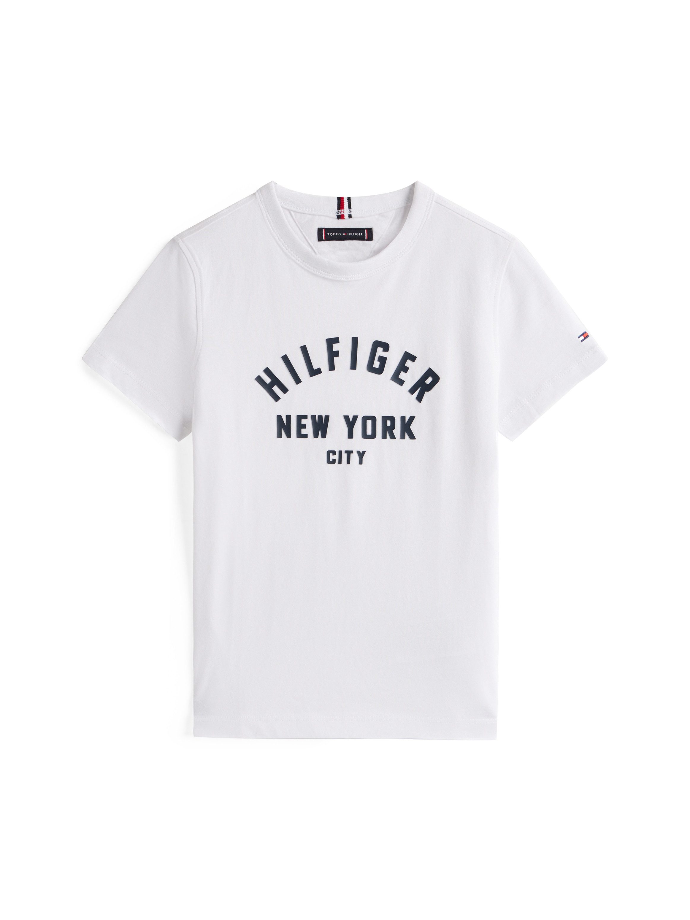 Tommy Hilfiger T-shirt CURVED HILFIGER GRAPHIC TEE SS voor kinderen tot 16 jaar, grote logo-print