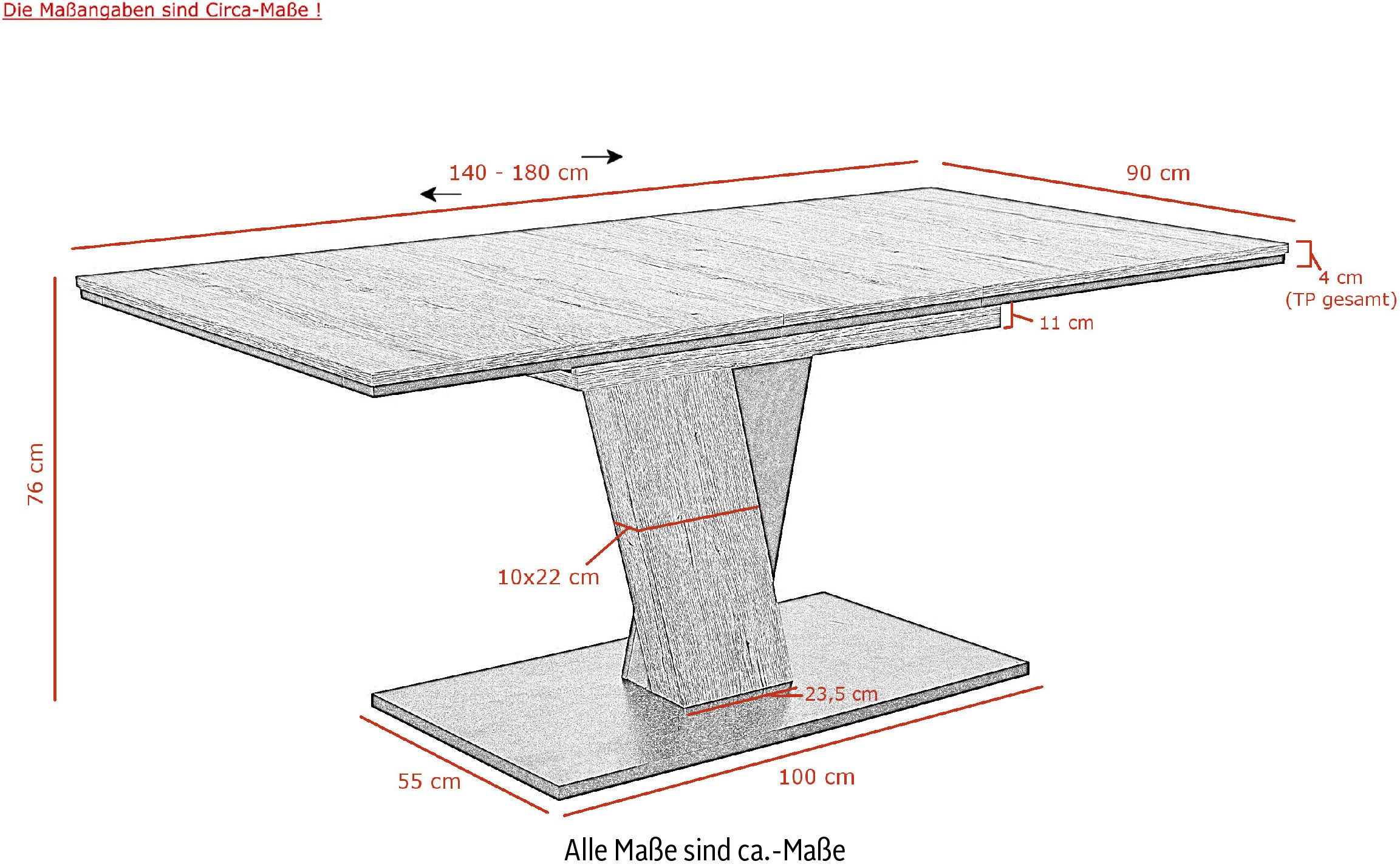 HELA Eethoek EMS tafel 140-180x90 cm uitschuifbaar, eettafel inclusief 4 stoelen (set, 5-delig)