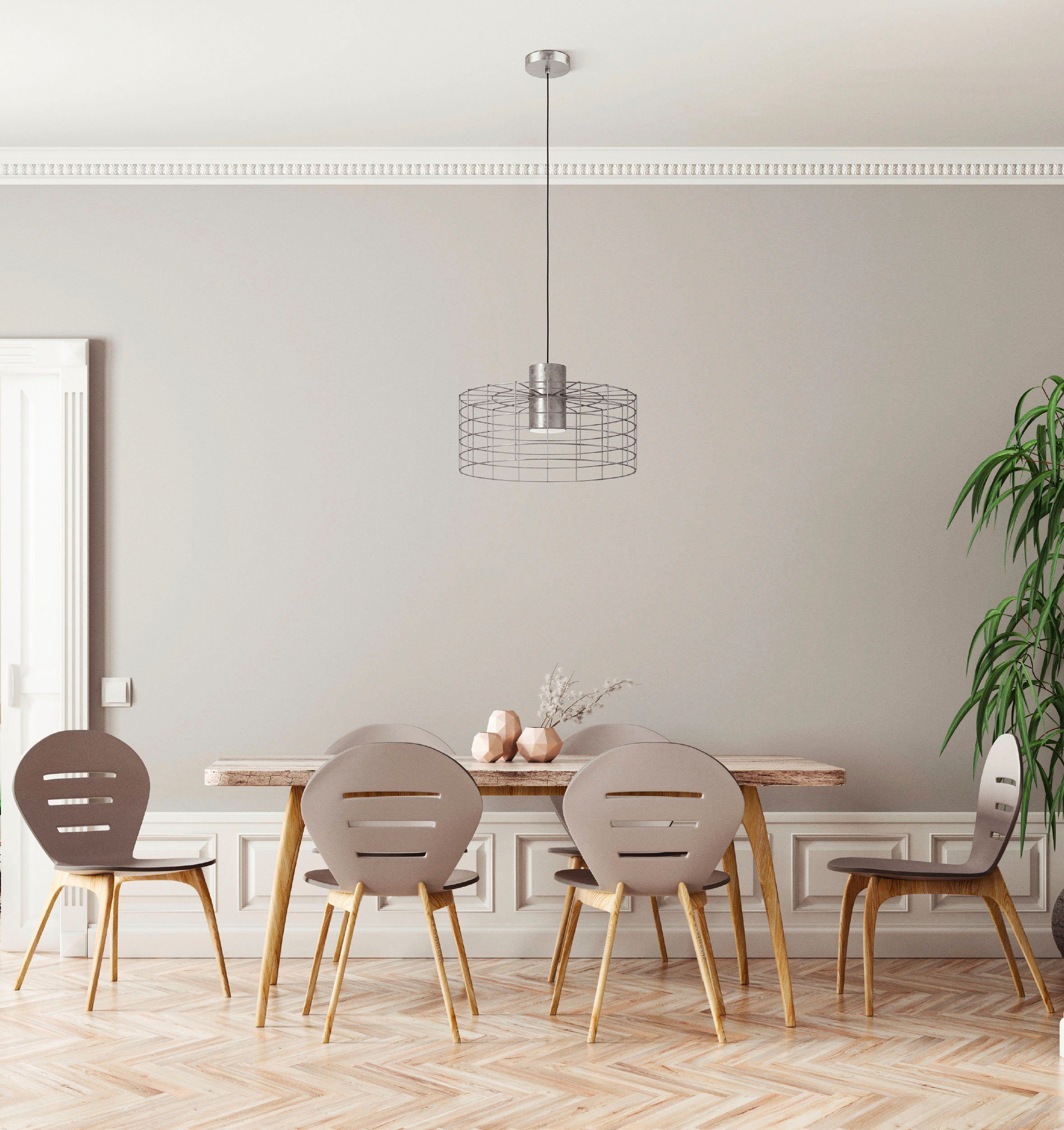 EGLO Hanglamp MILLIGAN Hanglamp in zilverkleur en wit van staal - excl. E27 - 40W (1 stuk)