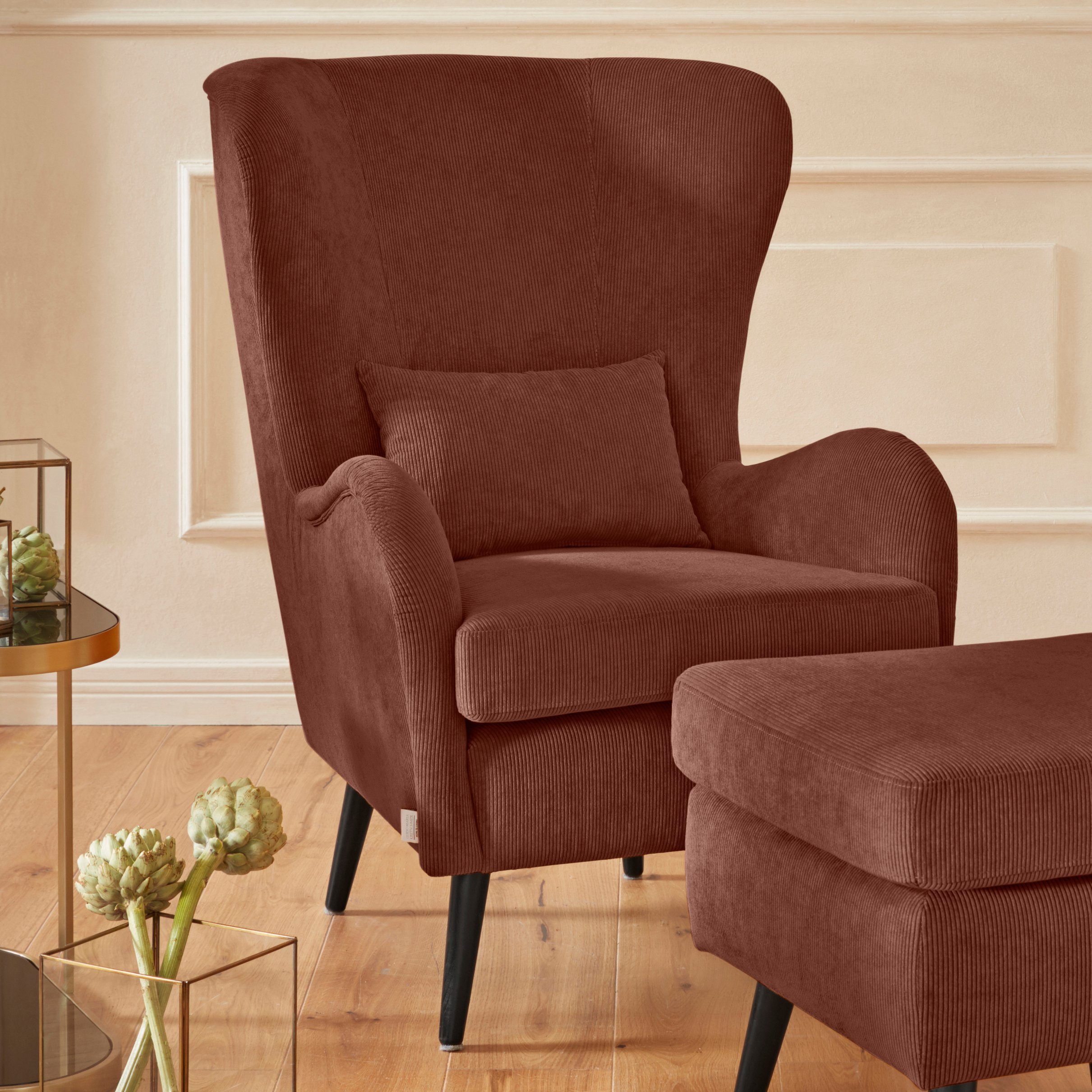 Guido Maria Kretschmer Home&Living Fauteuil Sallito, oorfauteuil, TV-stoel voor woonkamer, ook in velours cord