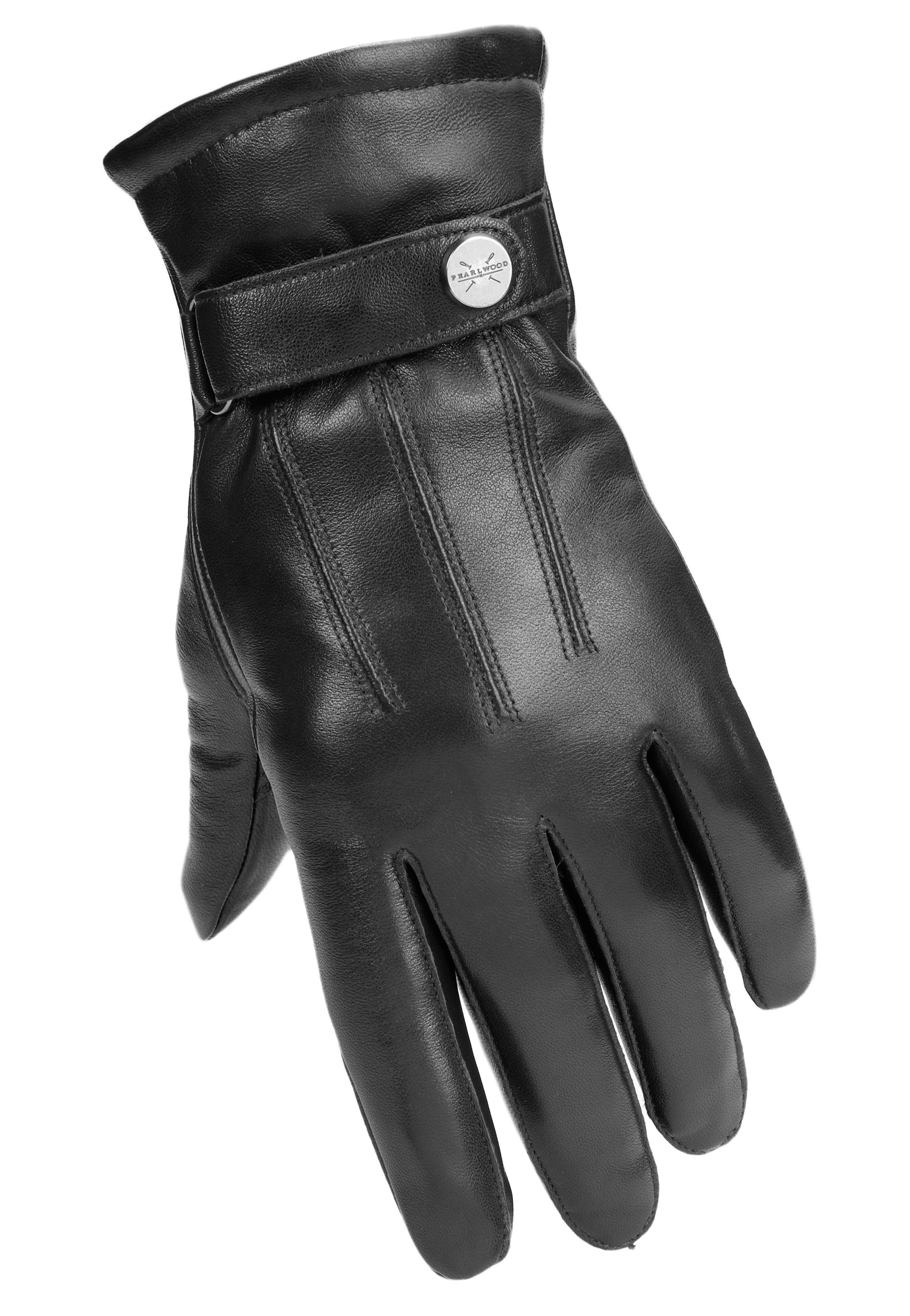PEARLWOOD Leren handschoenen Brooks zachte binnenvoering, wol, verstelbare leren riem (1 paar)