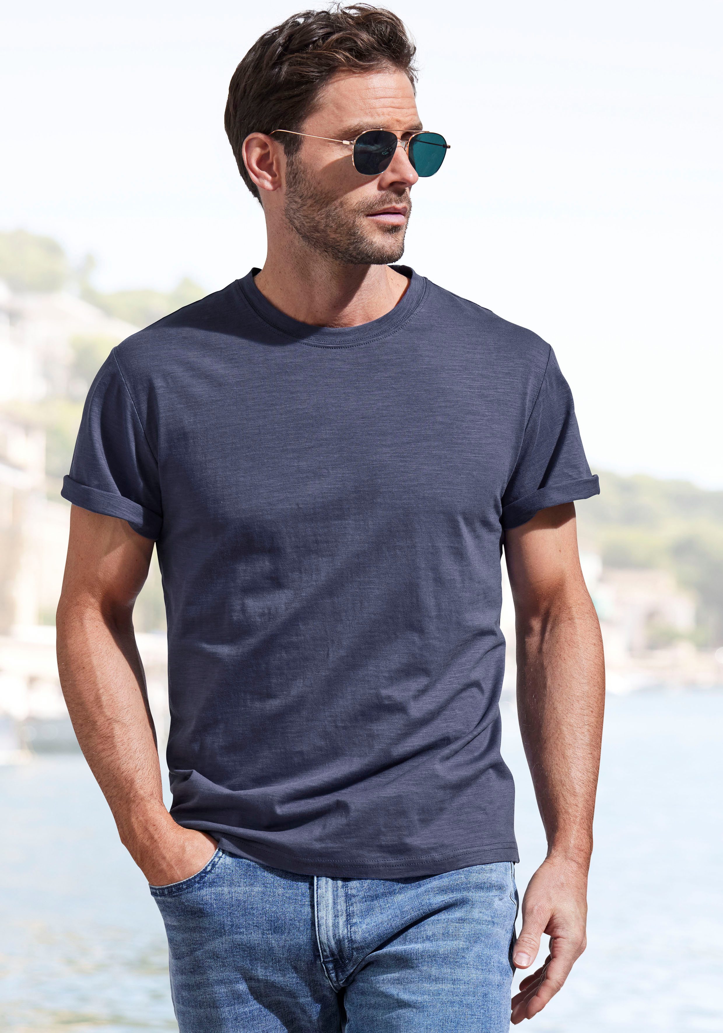 John Devin T-shirt Met structuur van gestructureerde katoenkwaliteit