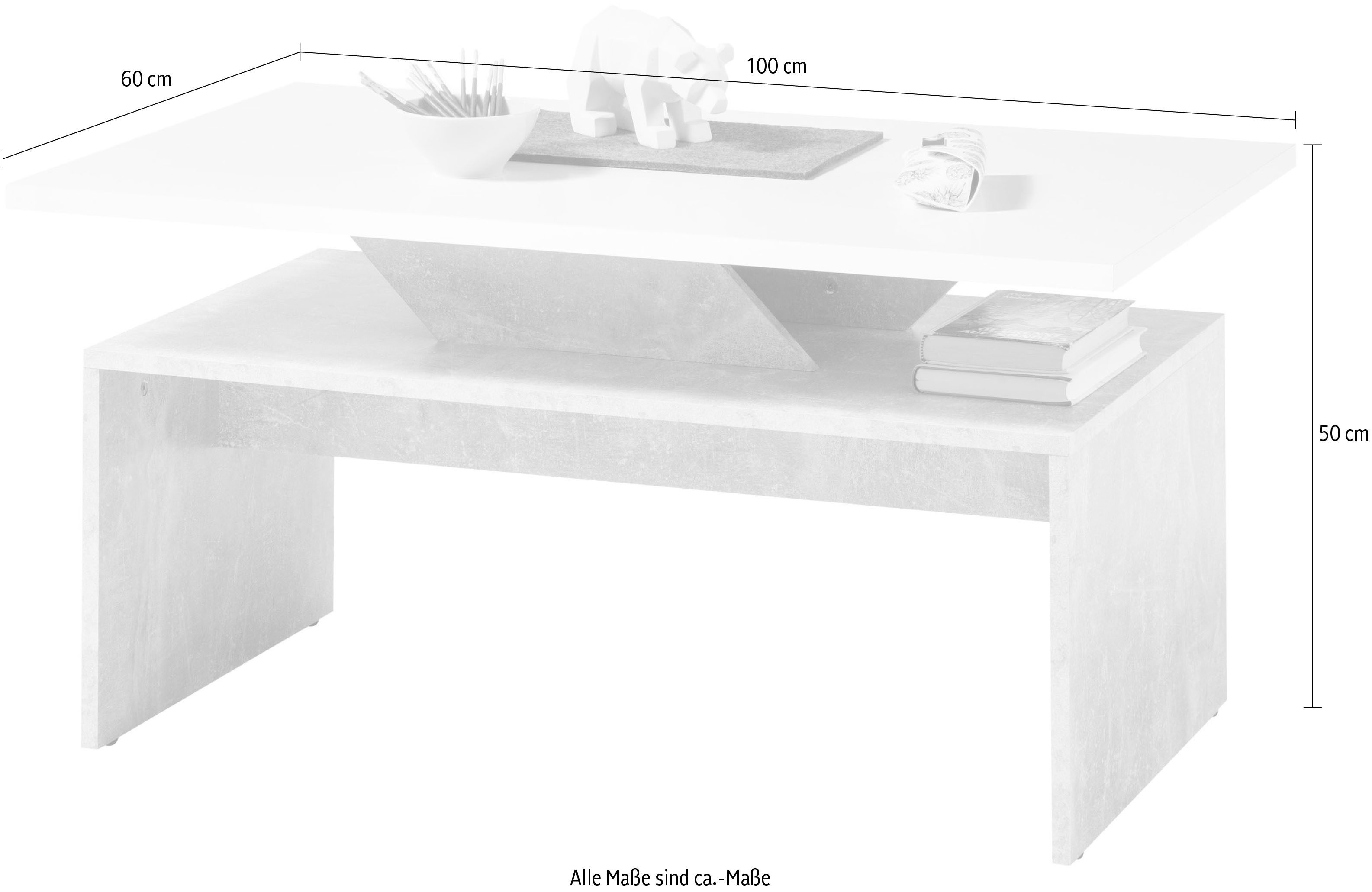 Stolkom Salontafel Allegra salontafel wit, afwerking beton, BxHxD 100x50x60 cm